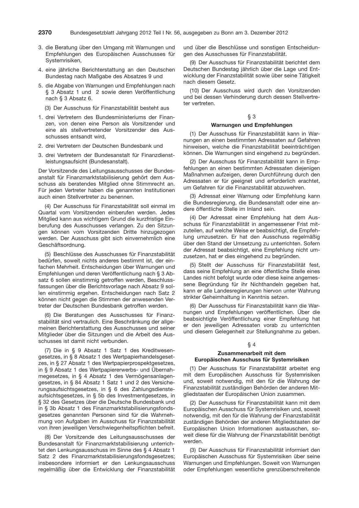 BGBl. 2012, Seite 2370 — Originalseite als Abbildung