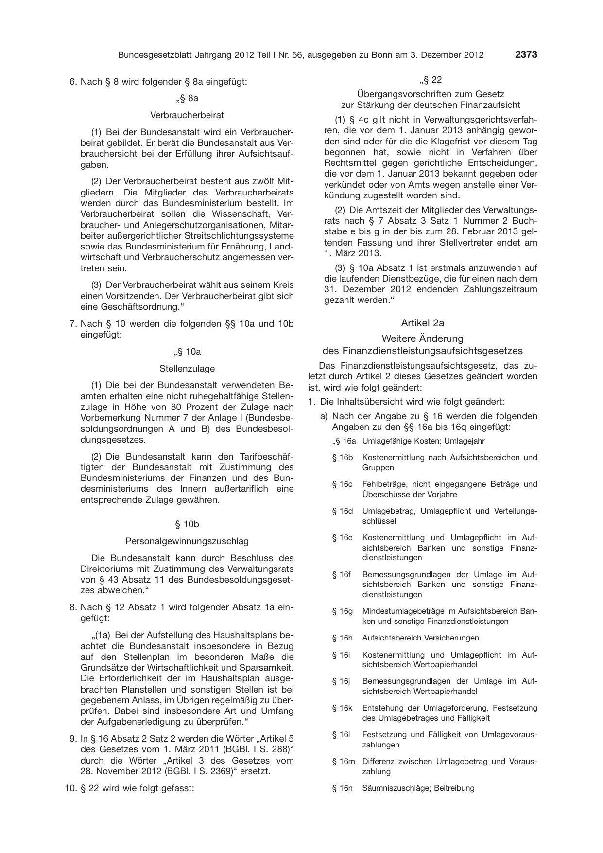 BGBl. 2012, Seite 2373 — Originalseite als Abbildung