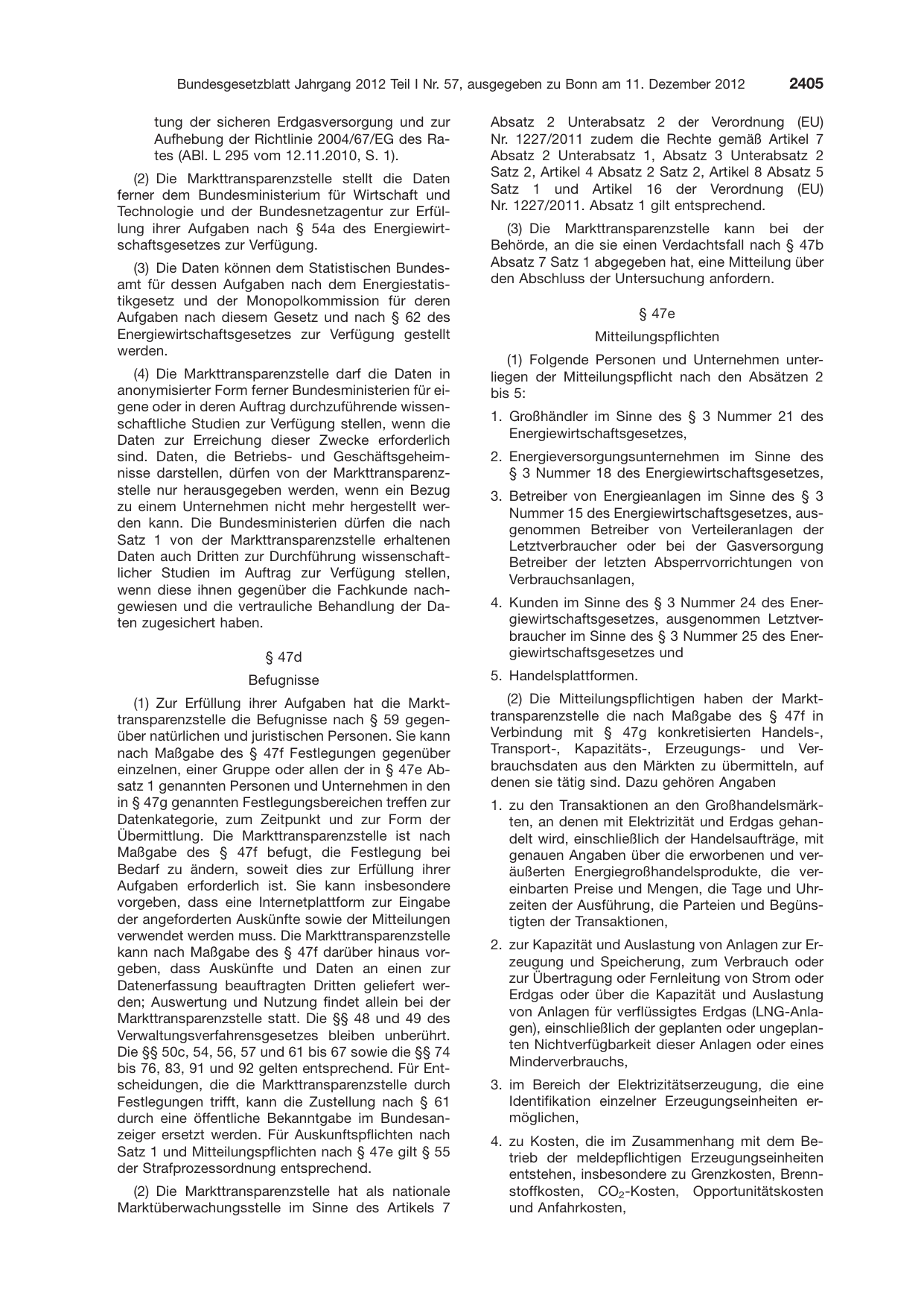 BGBl. 2012, Seite 2405 — Originalseite als Abbildung