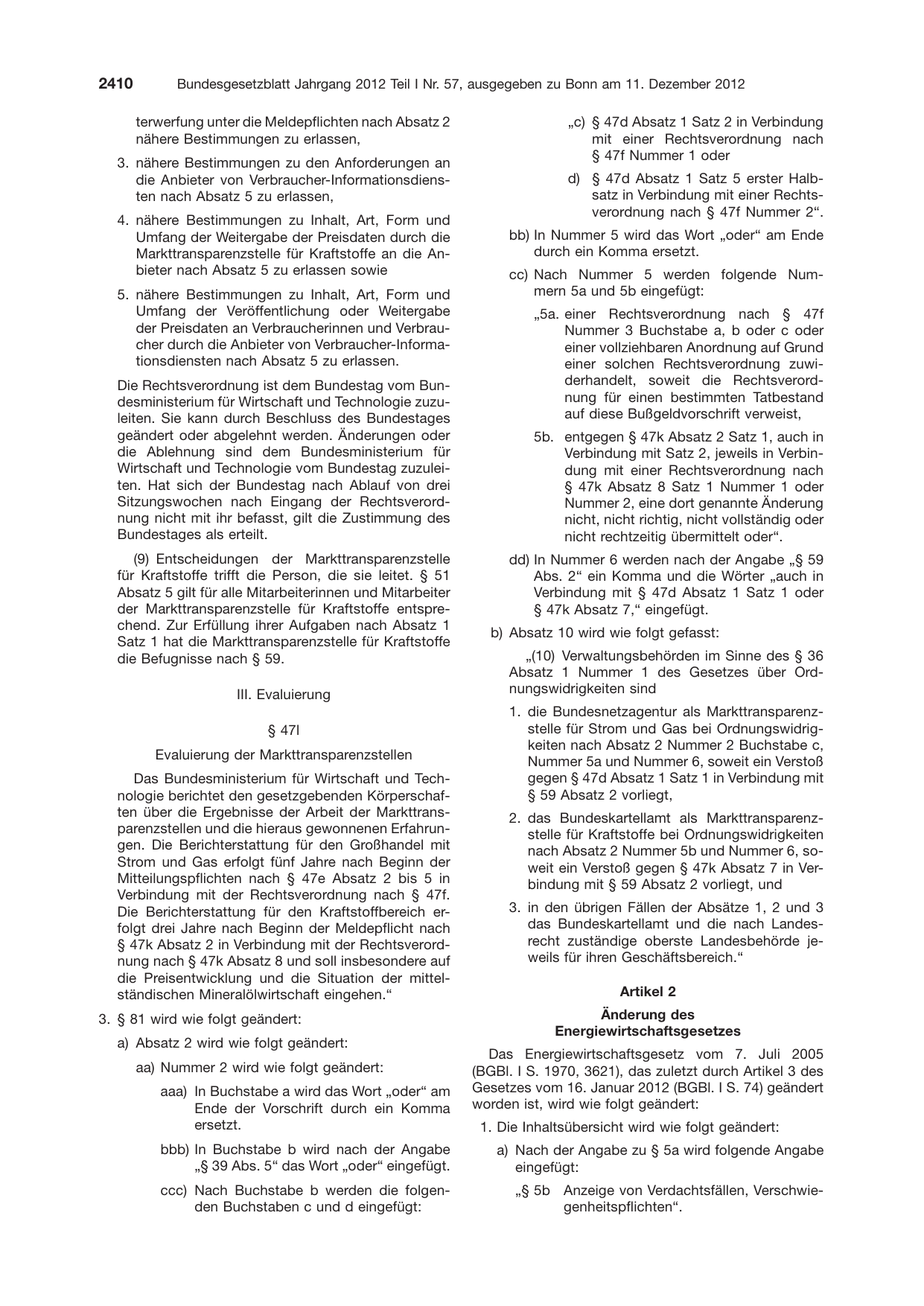 BGBl. 2012, Seite 2410 — Originalseite als Abbildung