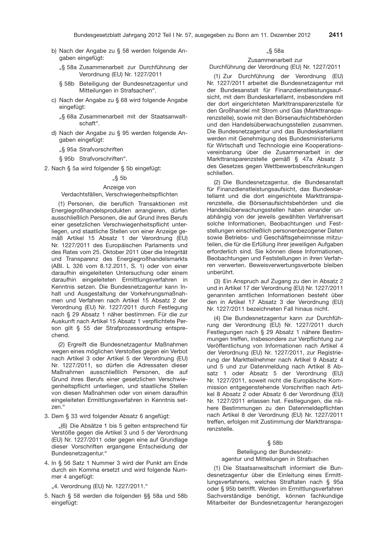 BGBl. 2012, Seite 2411 — Originalseite als Abbildung