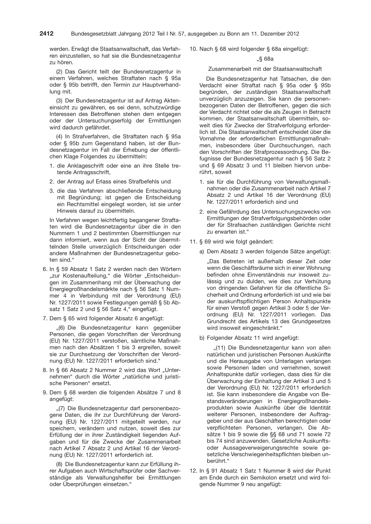 BGBl. 2012, Seite 2412 — Originalseite als Abbildung