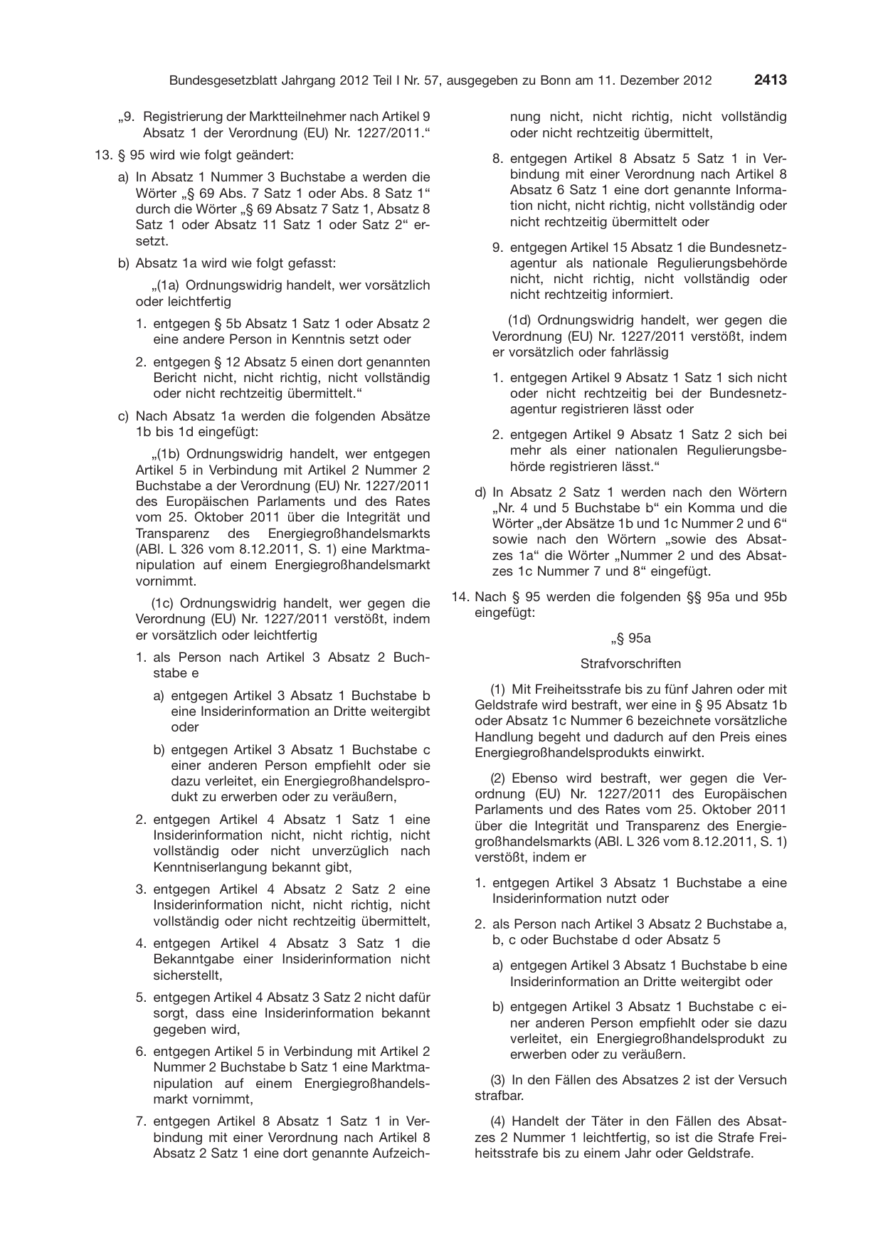 BGBl. 2012, Seite 2413 — Originalseite als Abbildung