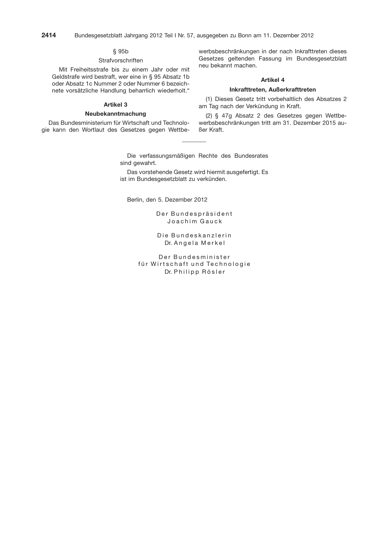 BGBl. 2012, Seite 2414 — Originalseite als Abbildung
