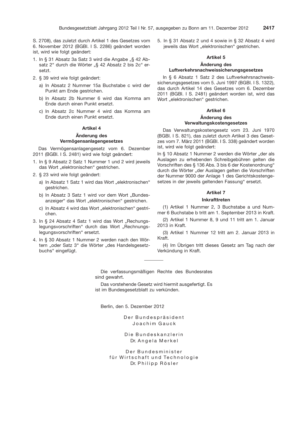BGBl. 2012, Seite 2417 — Originalseite als Abbildung