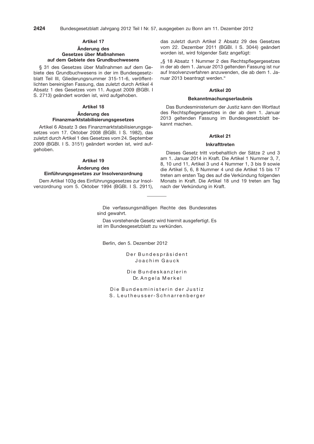 BGBl. 2012, Seite 2424 — Originalseite als Abbildung