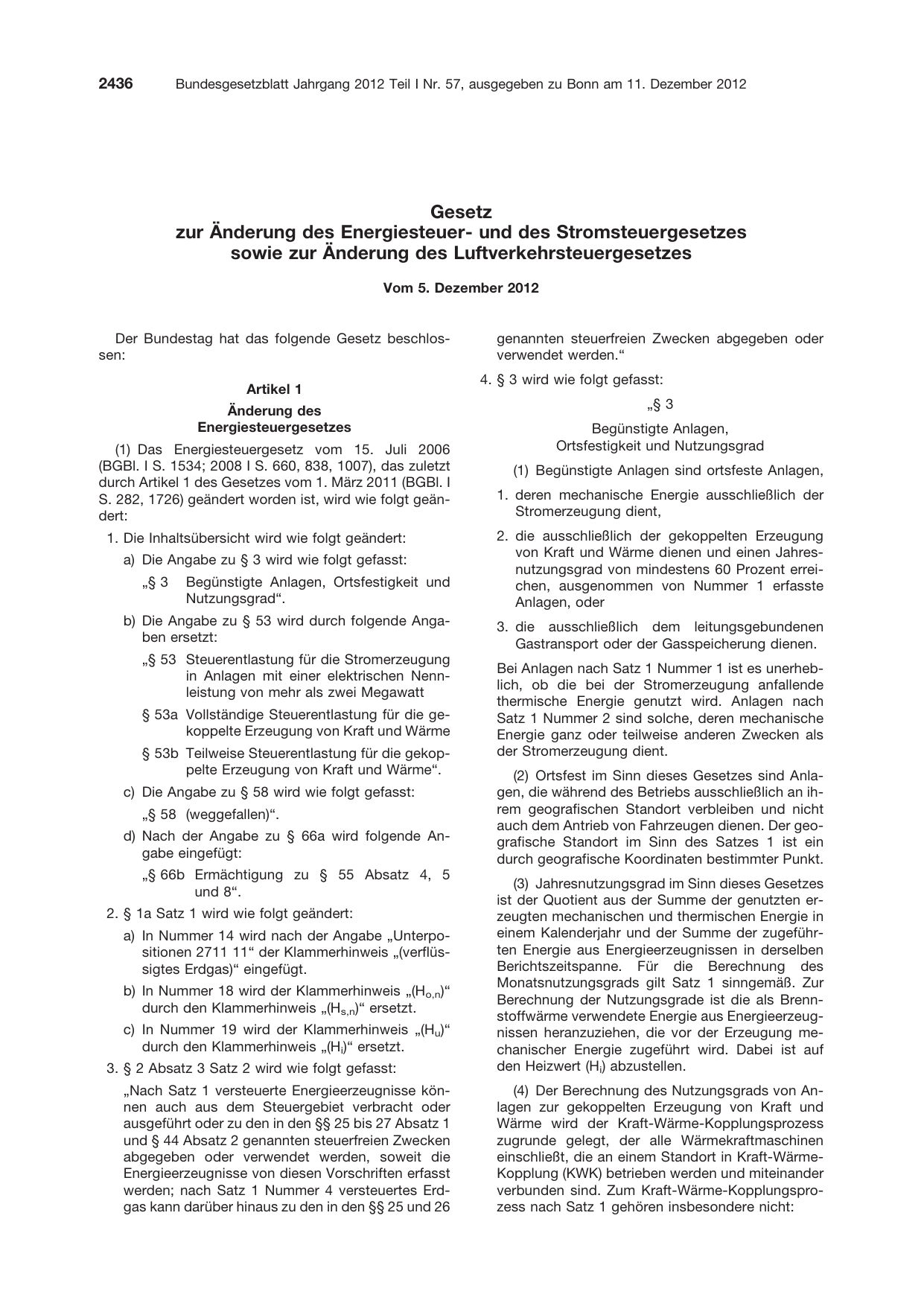 BGBl. 2012, Seite 2436 — Originalseite als Abbildung