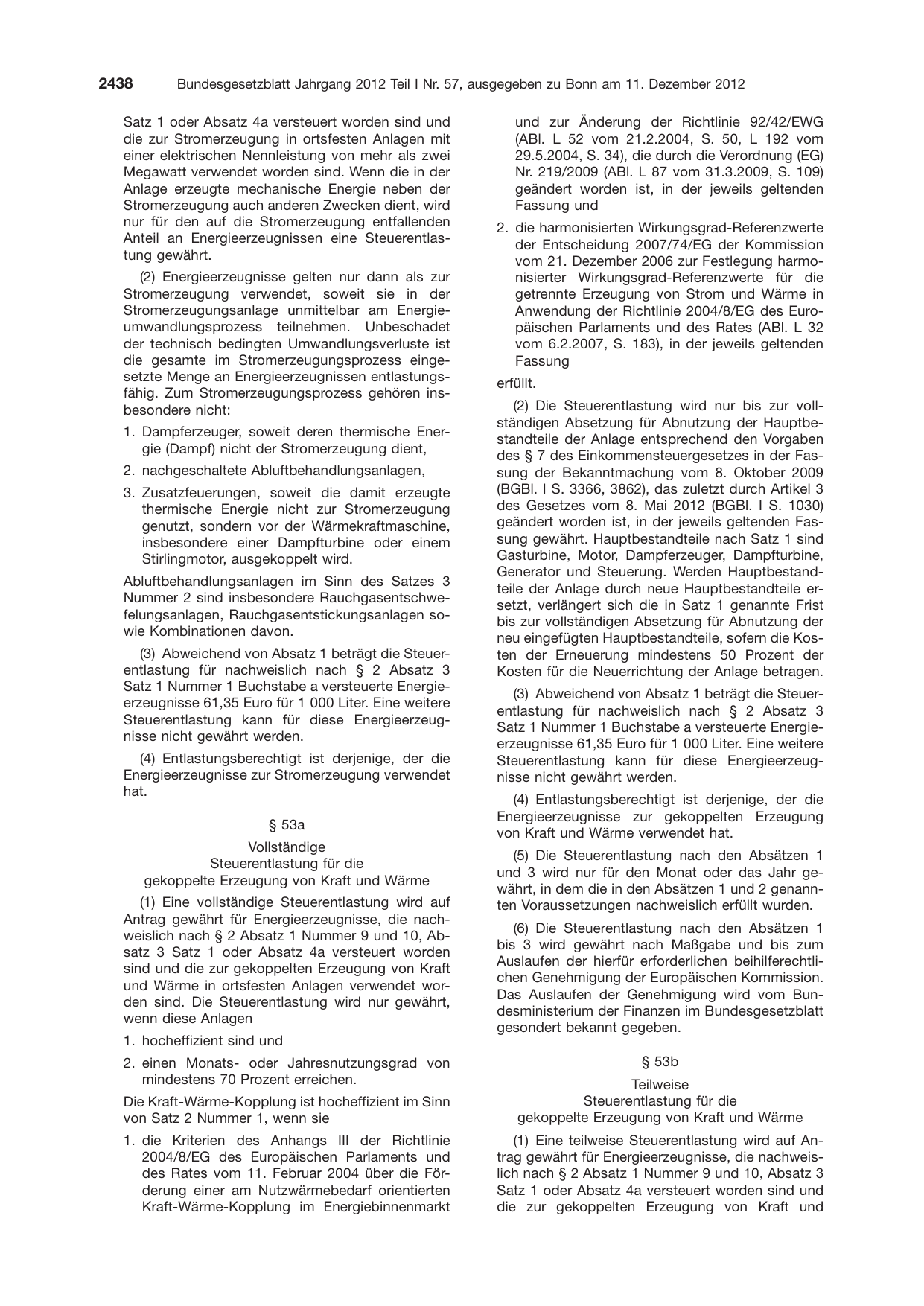 BGBl. 2012, Seite 2438 — Originalseite als Abbildung
