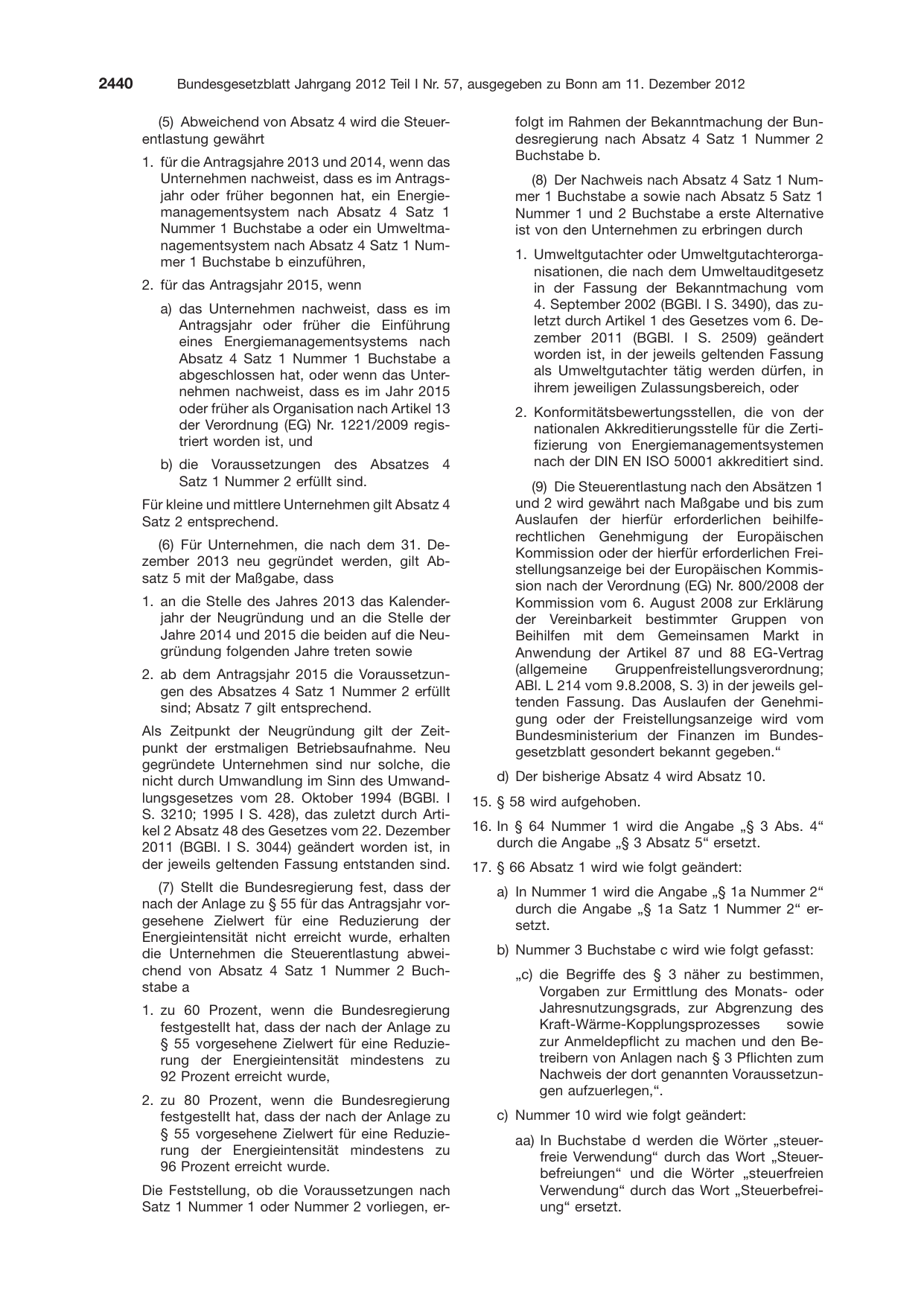 BGBl. 2012, Seite 2440 — Originalseite als Abbildung