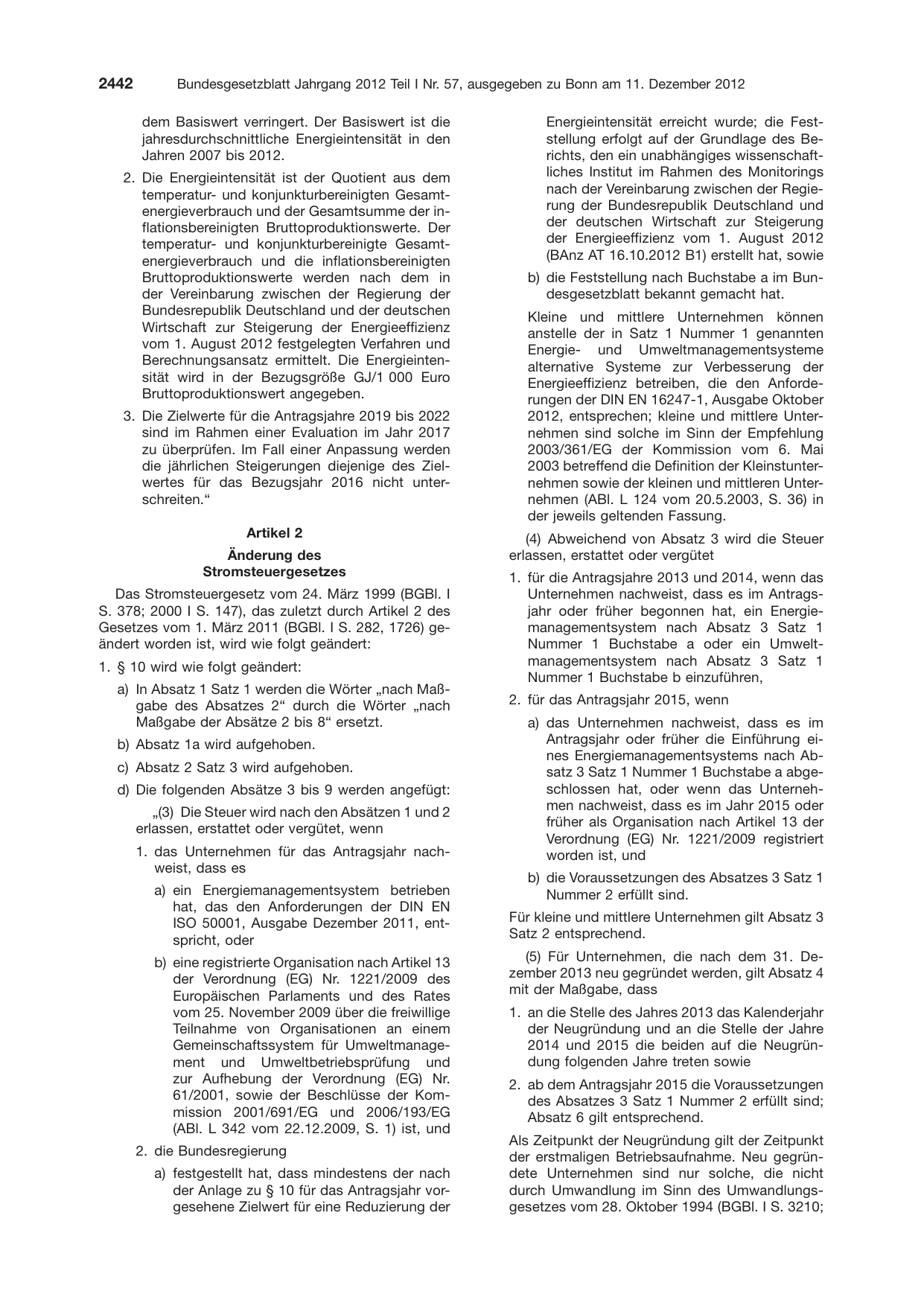 BGBl. 2012, Seite 2442 — Originalseite als Abbildung