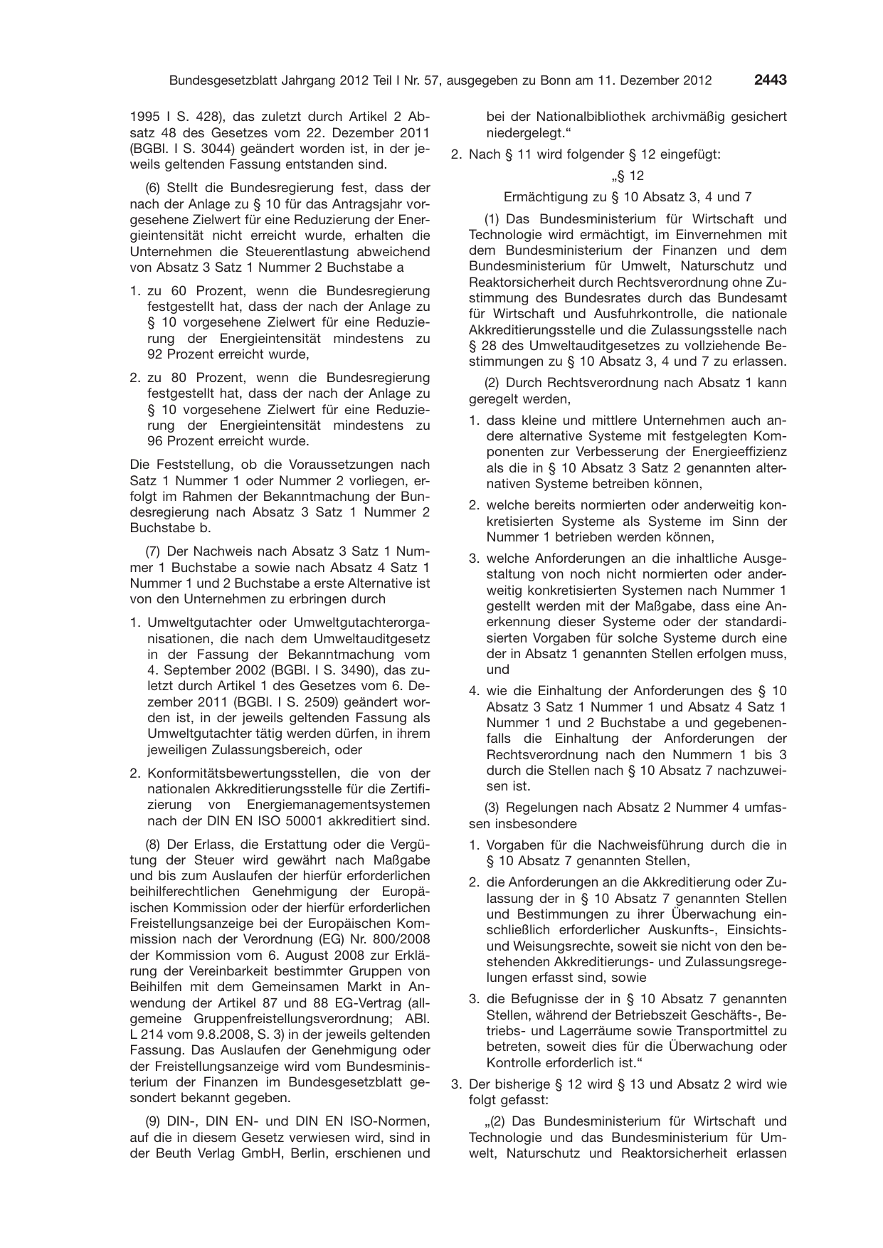 BGBl. 2012, Seite 2443 — Originalseite als Abbildung