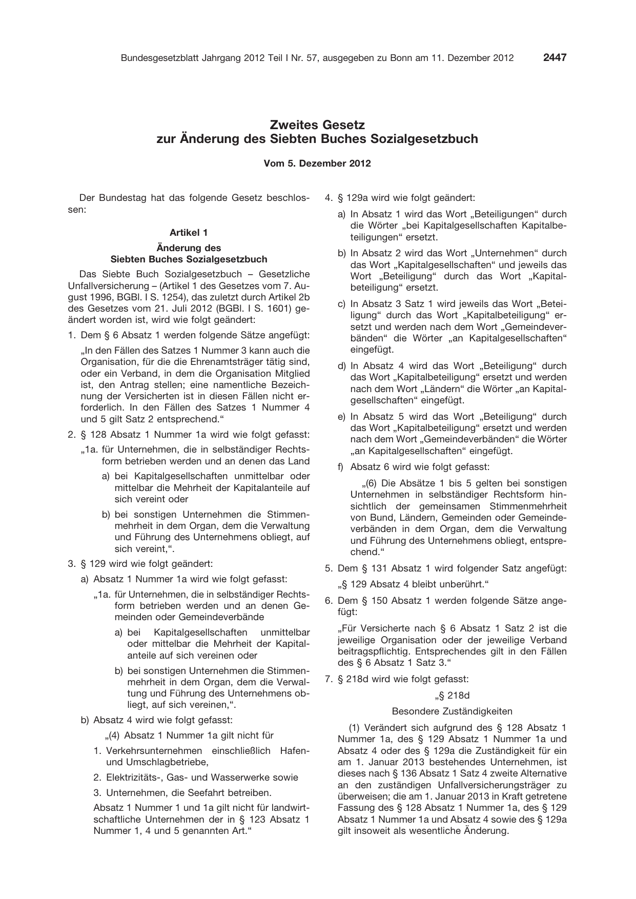 BGBl. 2012, Seite 2447 — Originalseite als Abbildung