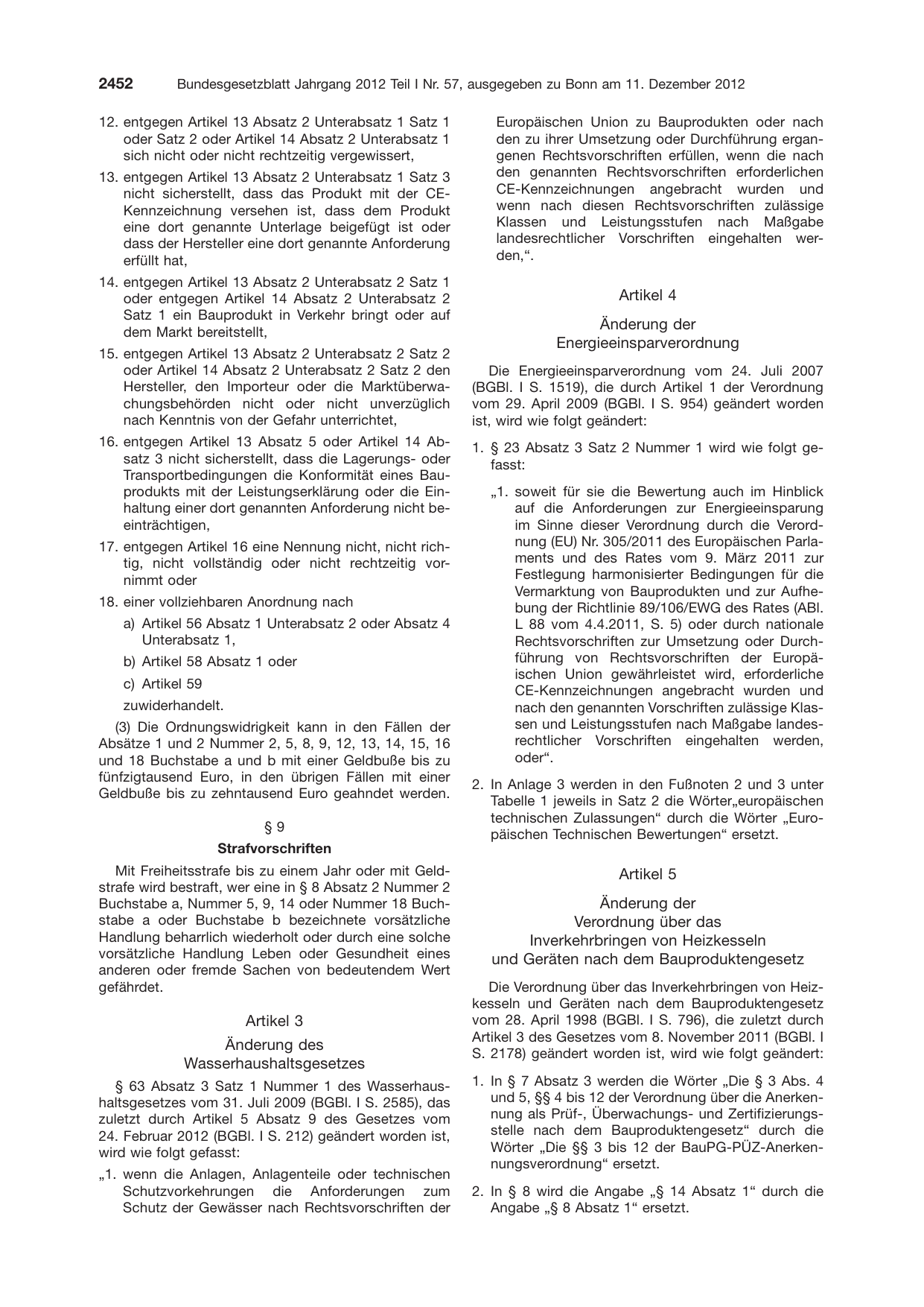 BGBl. 2012, Seite 2452 — Originalseite als Abbildung