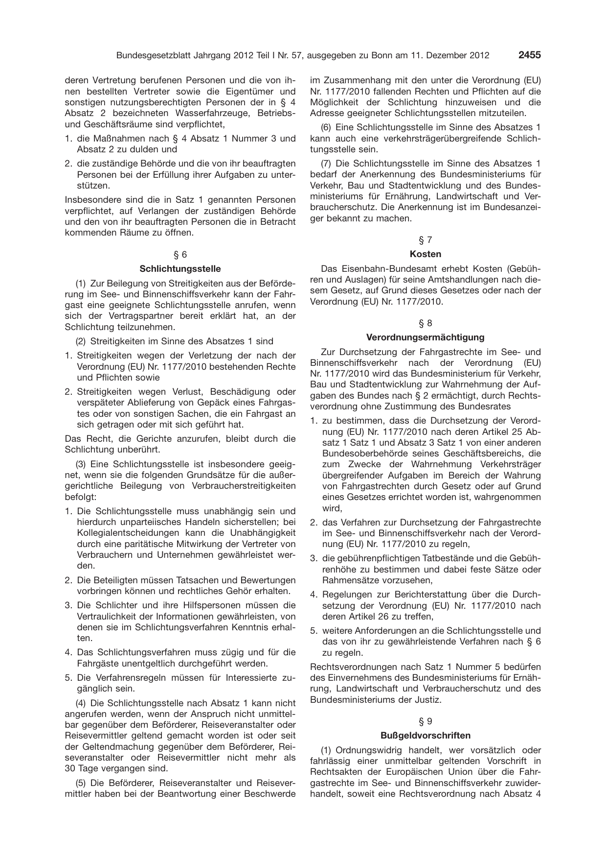 BGBl. 2012, Seite 2455 — Originalseite als Abbildung
