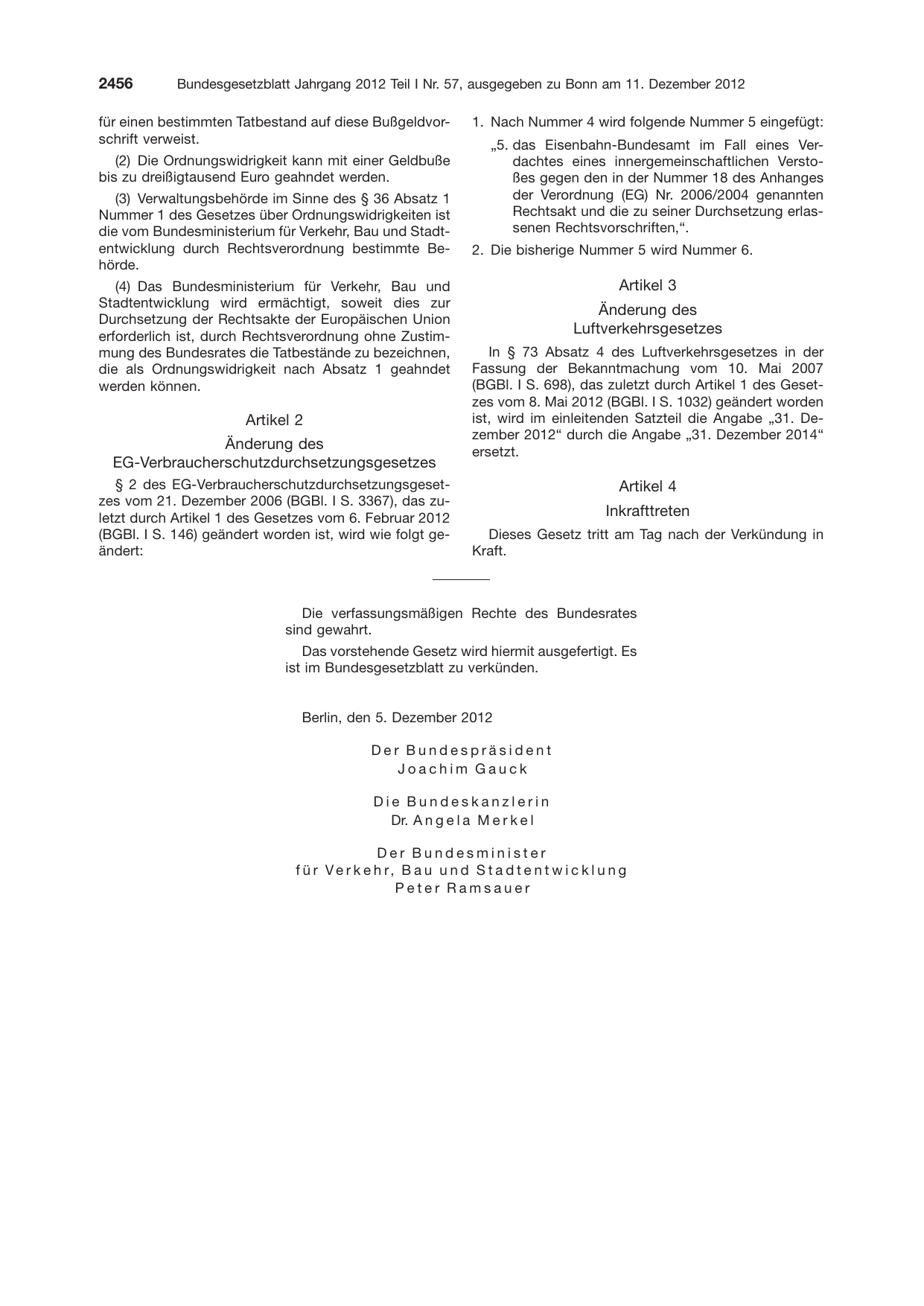 BGBl. 2012, Seite 2456 — Originalseite als Abbildung
