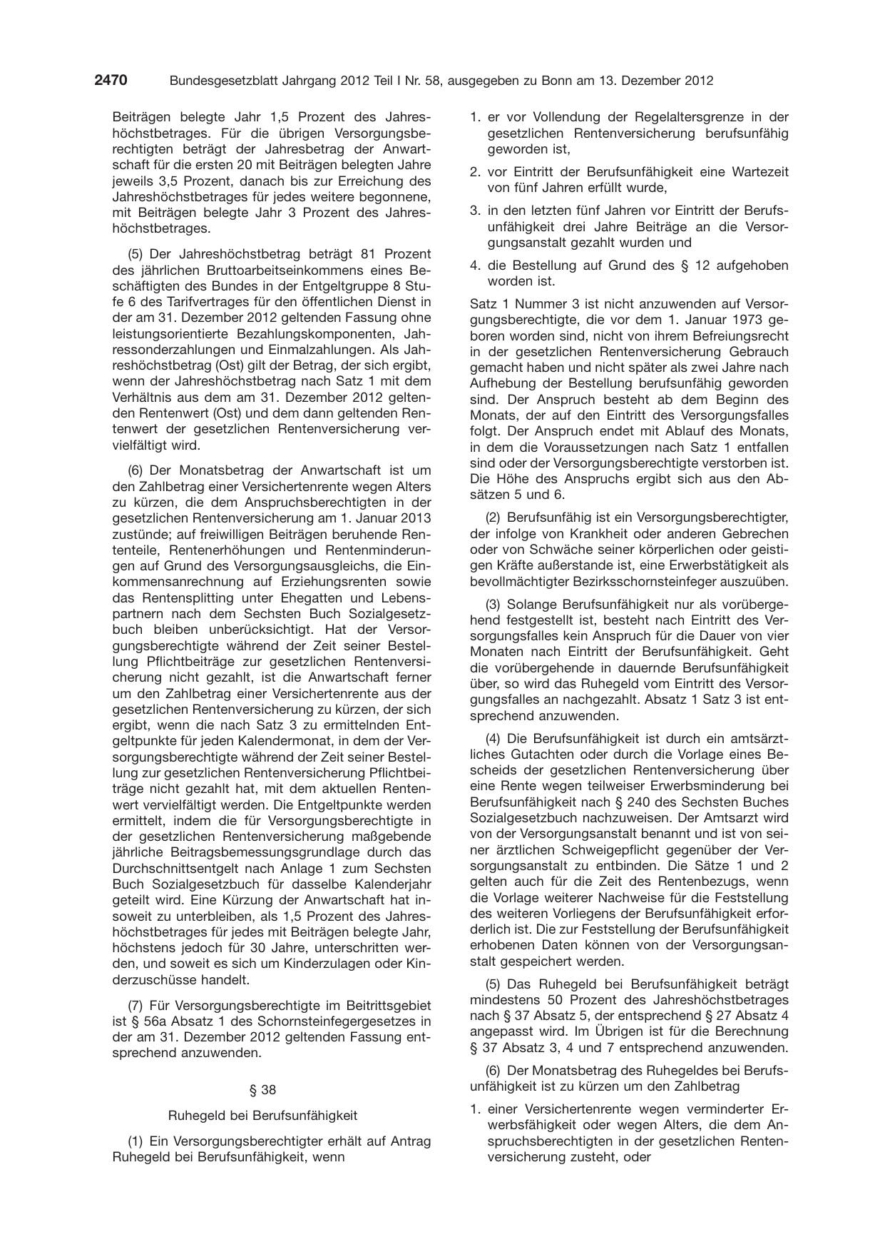 BGBl. 2012, Seite 2470 — Originalseite als Abbildung