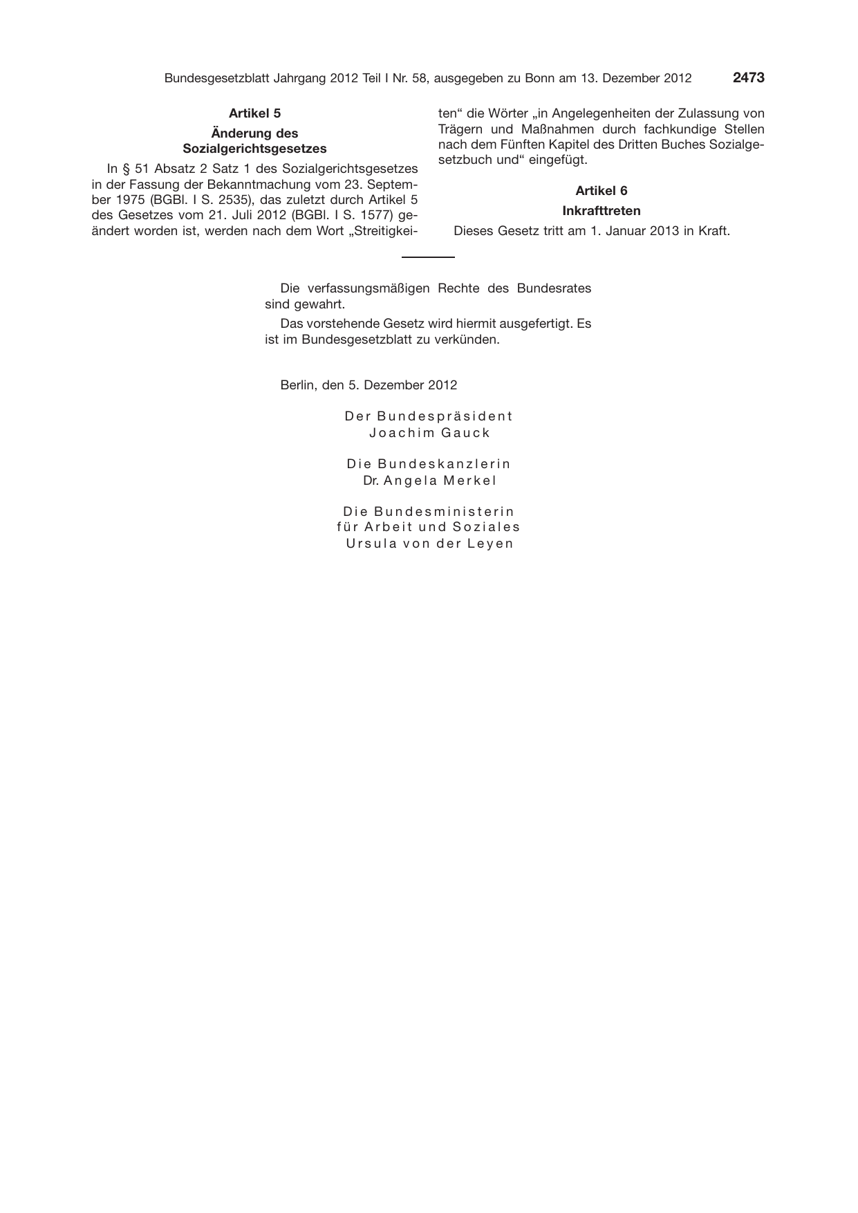 BGBl. 2012, Seite 2473 — Originalseite als Abbildung