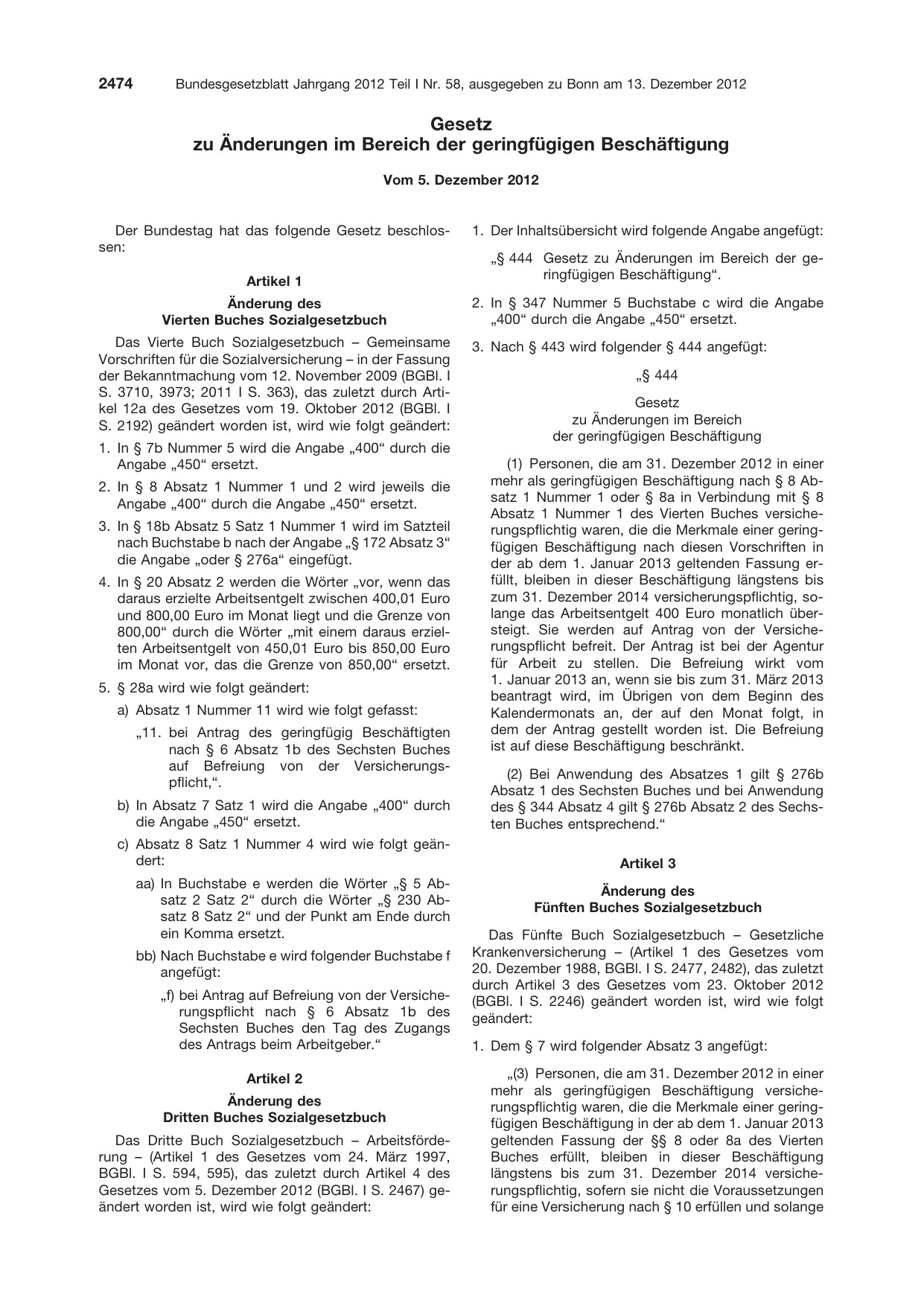 BGBl. 2012, Seite 2474 — Originalseite als Abbildung