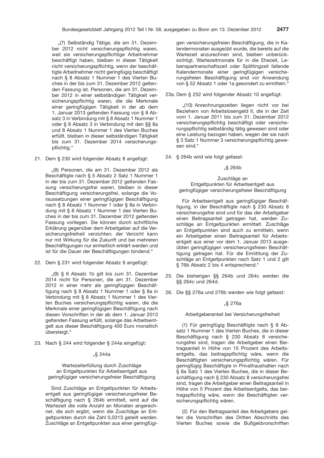 BGBl. 2012, Seite 2477 — Originalseite als Abbildung