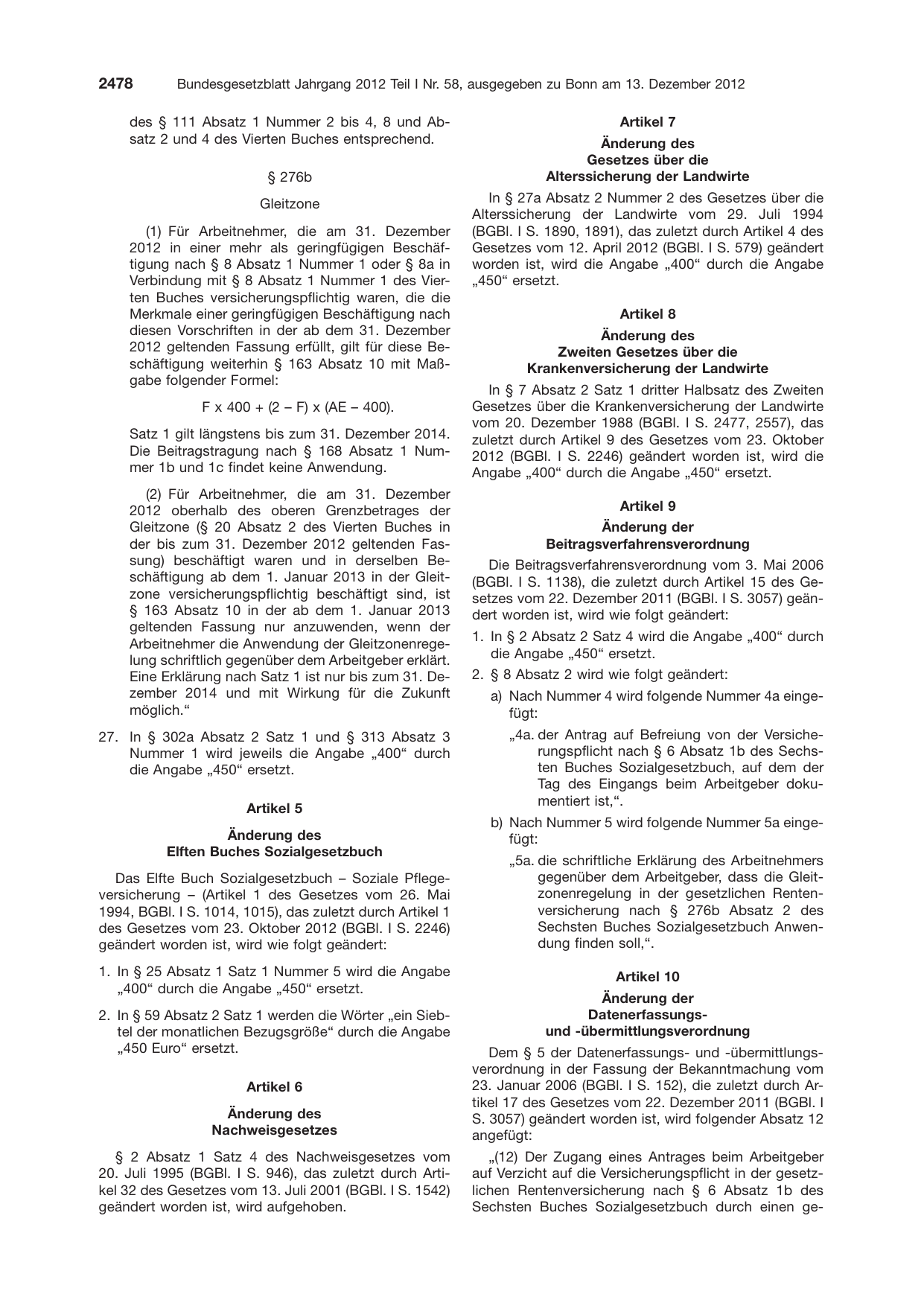 BGBl. 2012, Seite 2478 — Originalseite als Abbildung