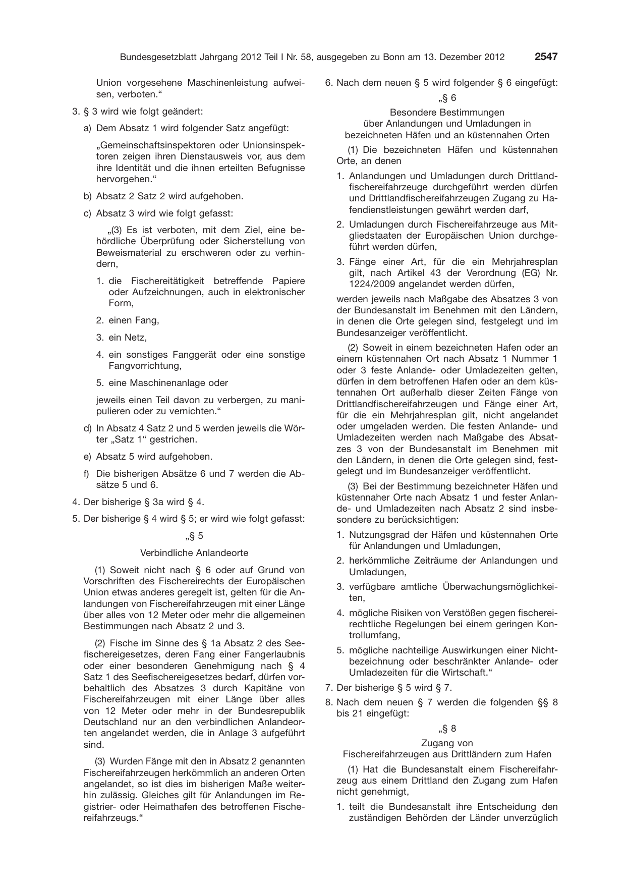 BGBl. 2012, Seite 2547 — Originalseite als Abbildung