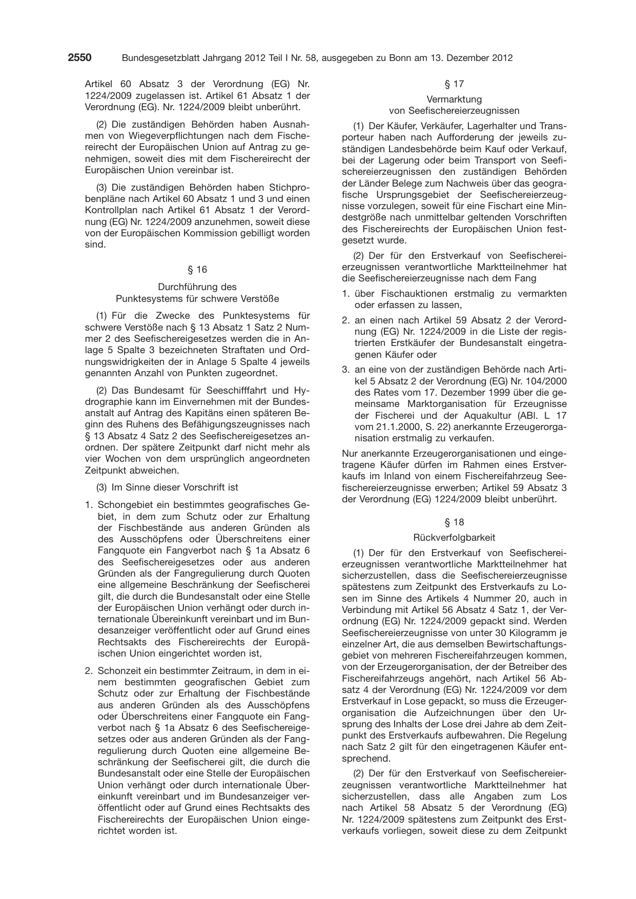 BGBl. 2012, Seite 2550 — Originalseite als Abbildung