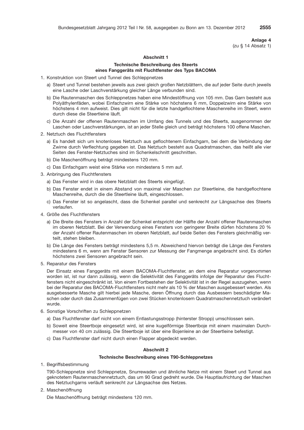 BGBl. 2012, Seite 2555 — Originalseite als Abbildung