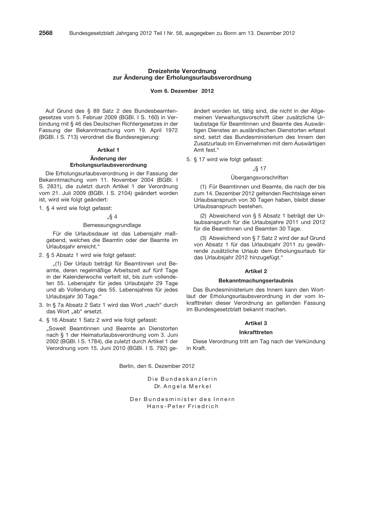 BGBl. 2012, Seite 2568 — Originalseite als Abbildung
