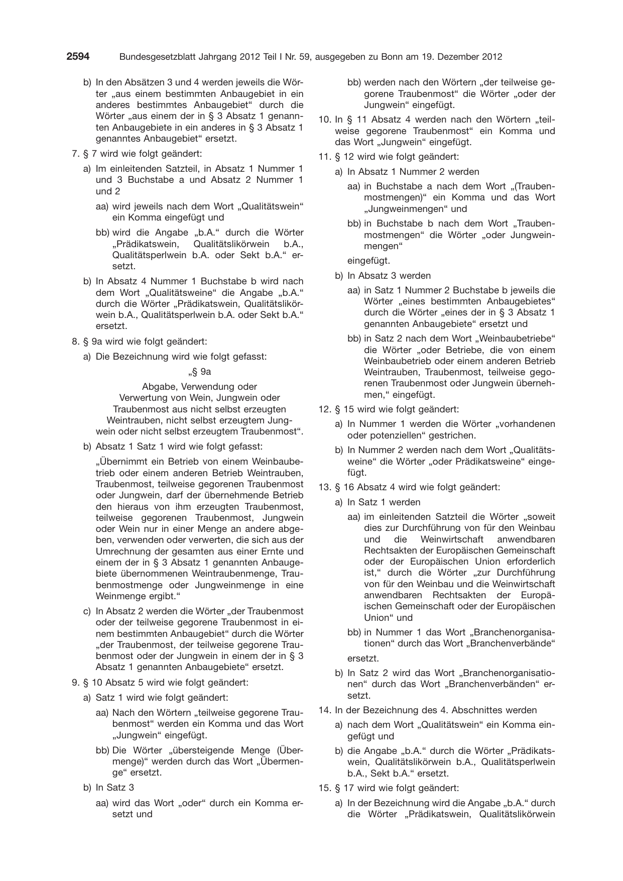 BGBl. 2012, Seite 2594 — Originalseite als Abbildung