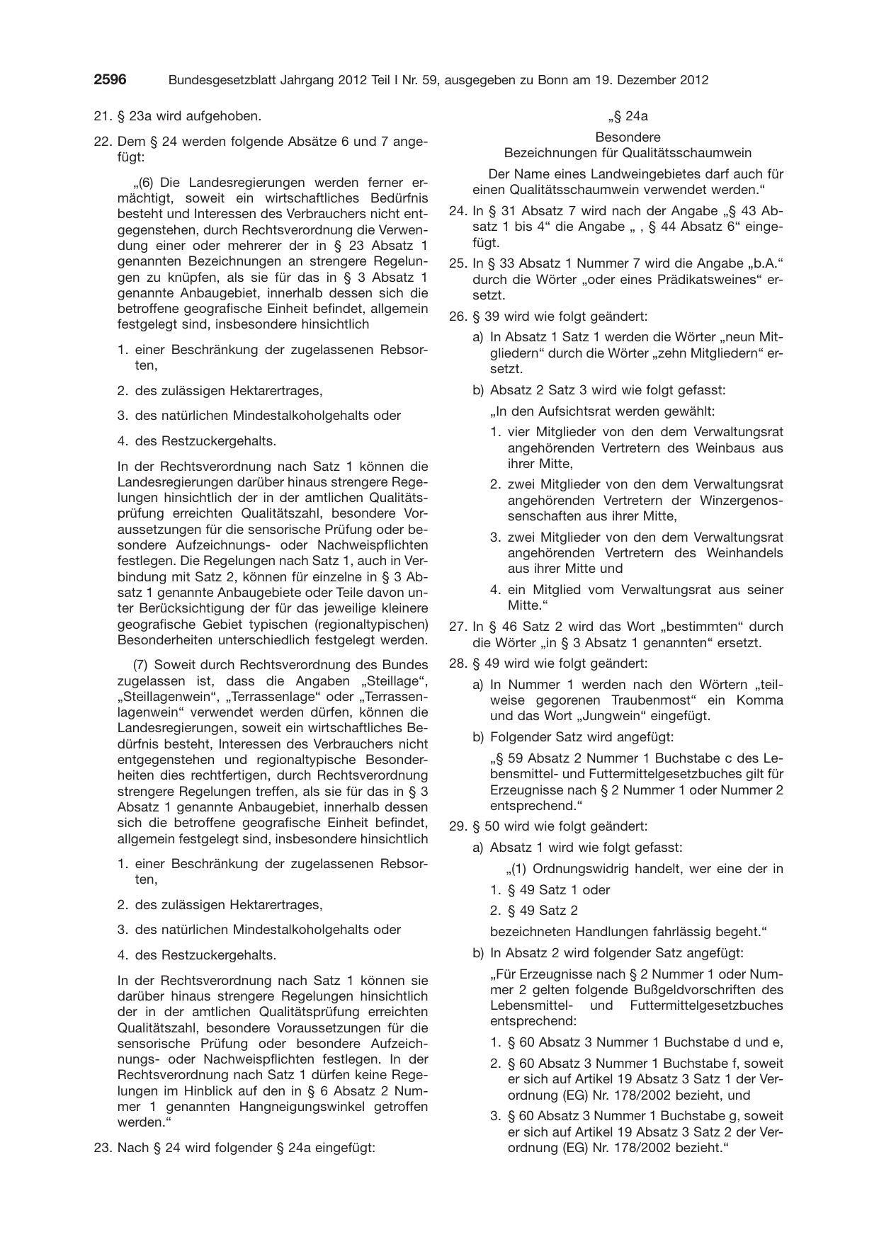 BGBl. 2012, Seite 2596 — Originalseite als Abbildung