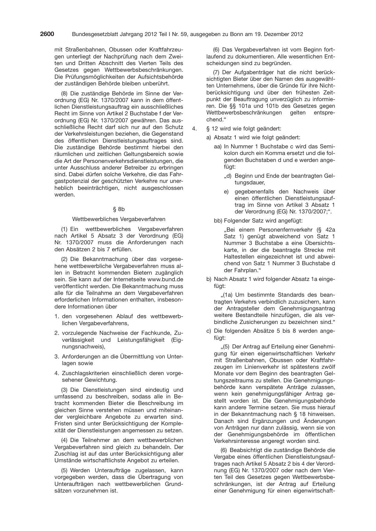 BGBl. 2012, Seite 2600 — Originalseite als Abbildung