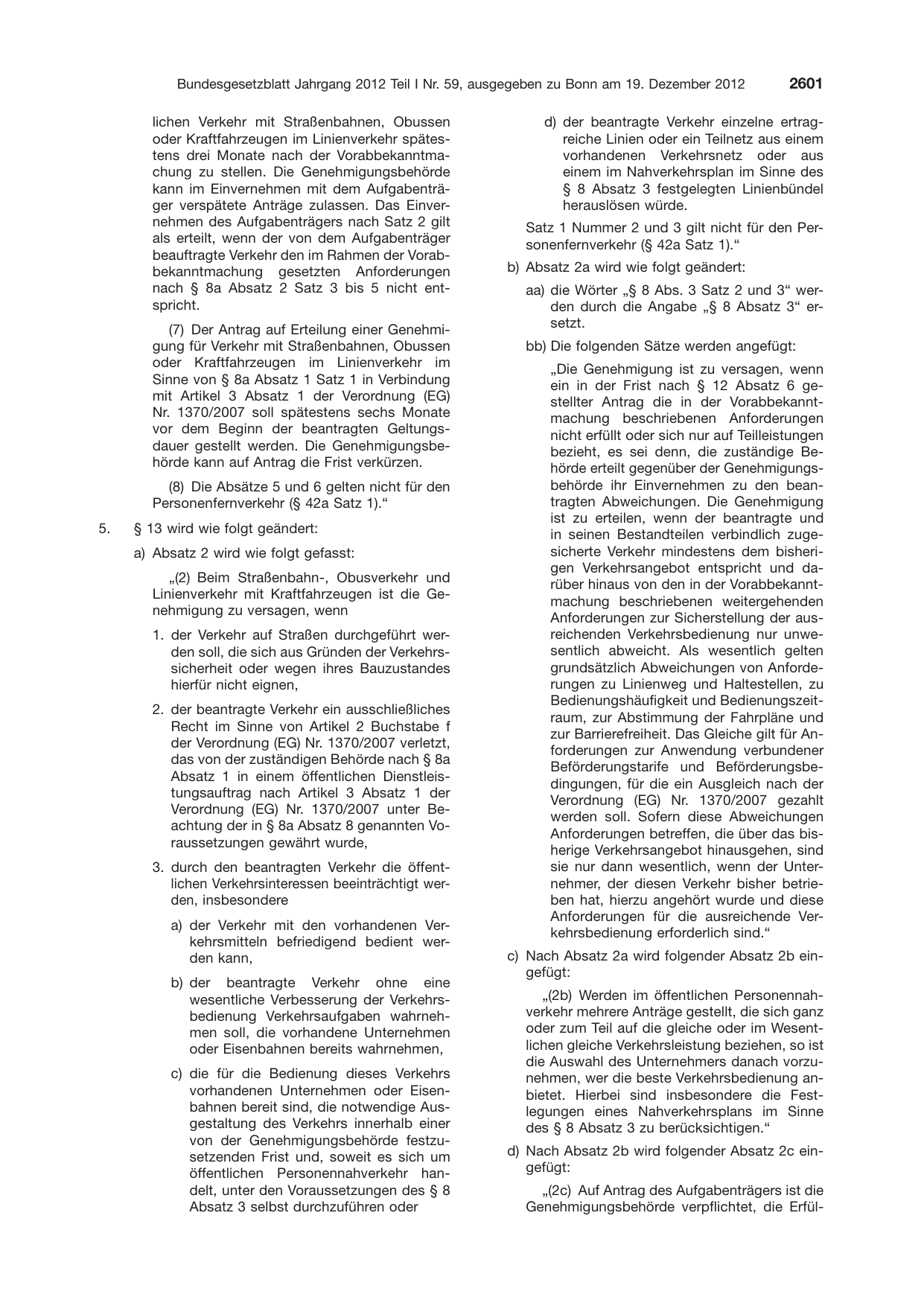BGBl. 2012, Seite 2601 — Originalseite als Abbildung