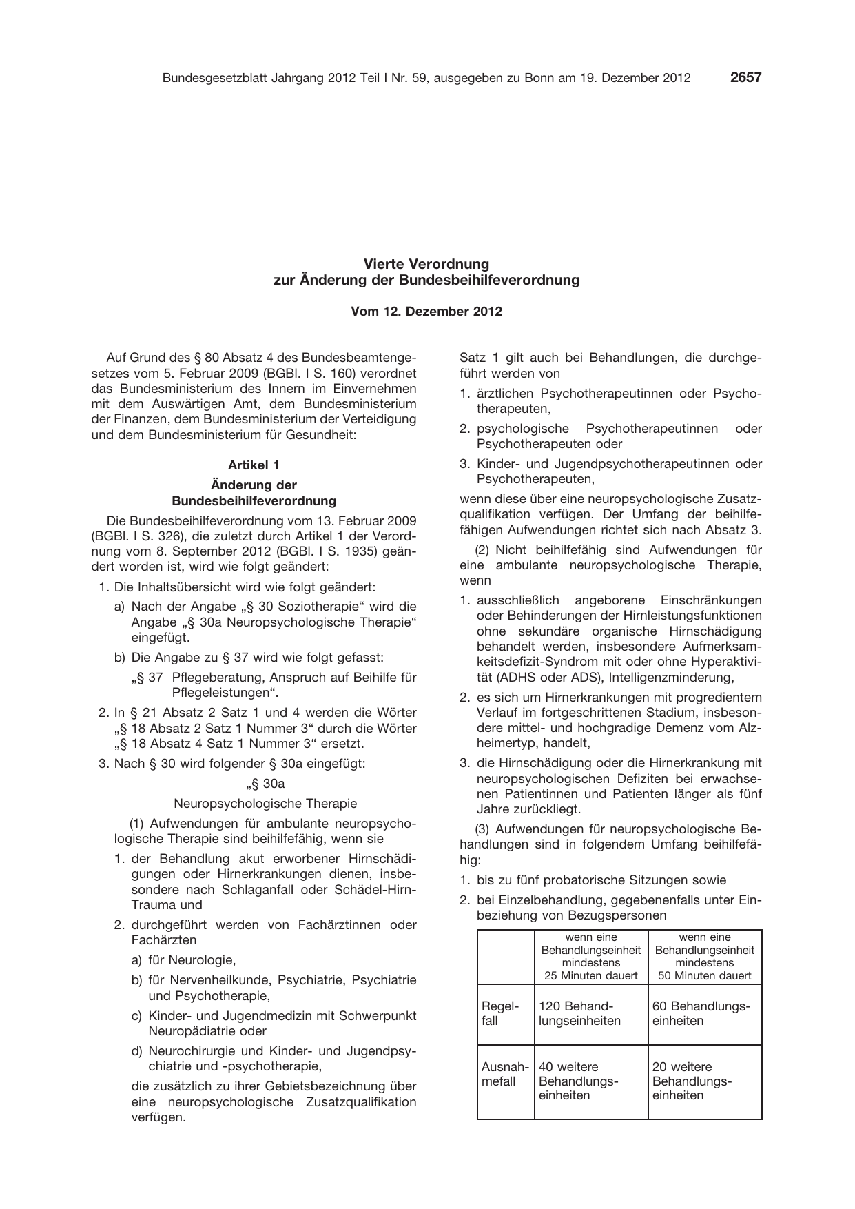 BGBl. 2012, Seite 2657 — Originalseite als Abbildung