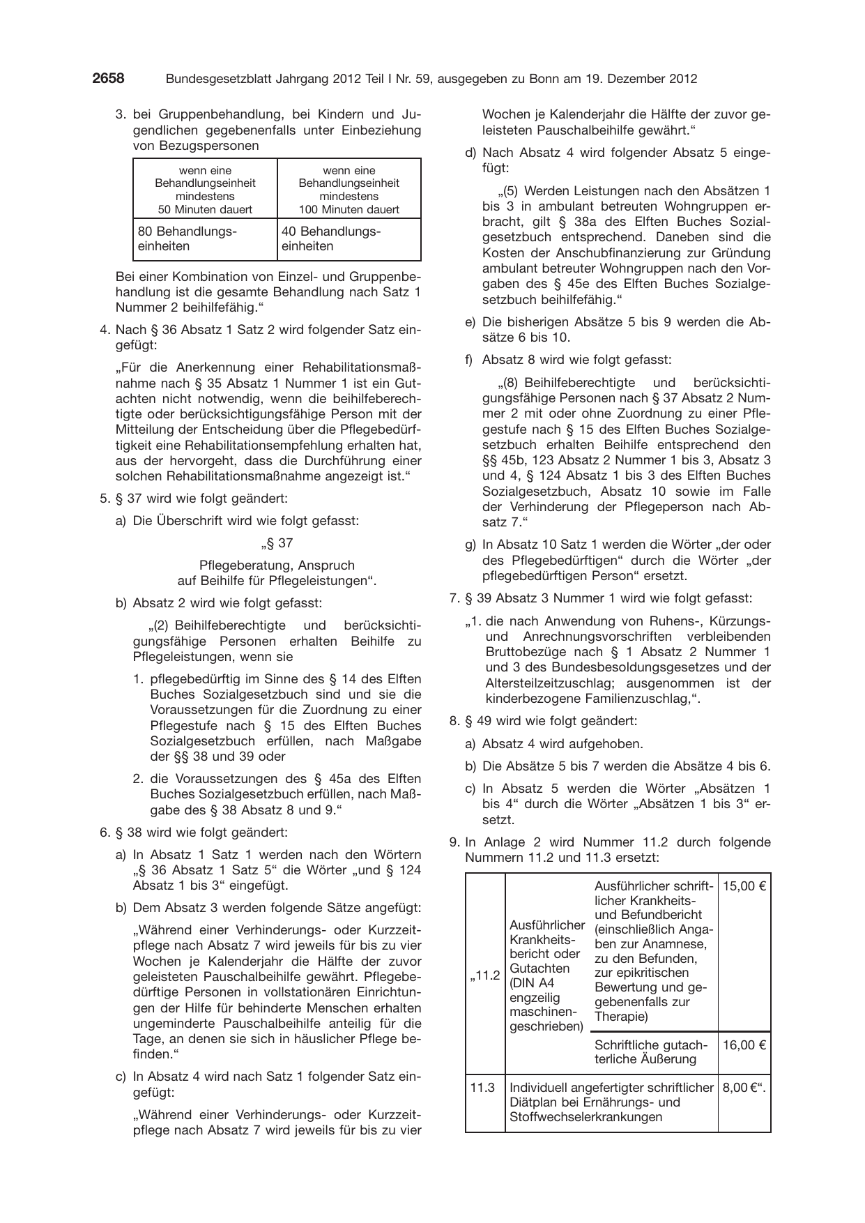 BGBl. 2012, Seite 2658 — Originalseite als Abbildung