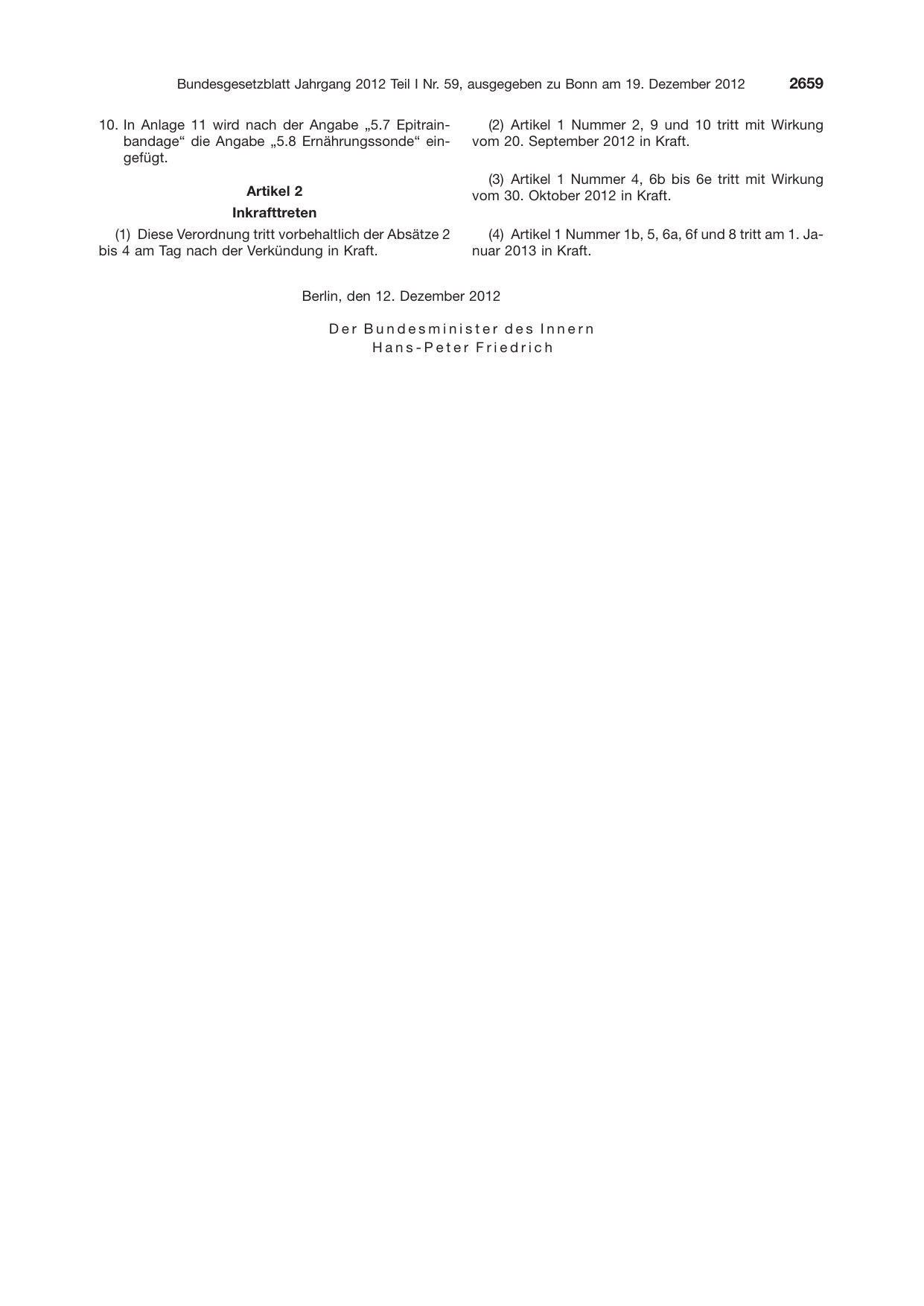 BGBl. 2012, Seite 2659 — Originalseite als Abbildung