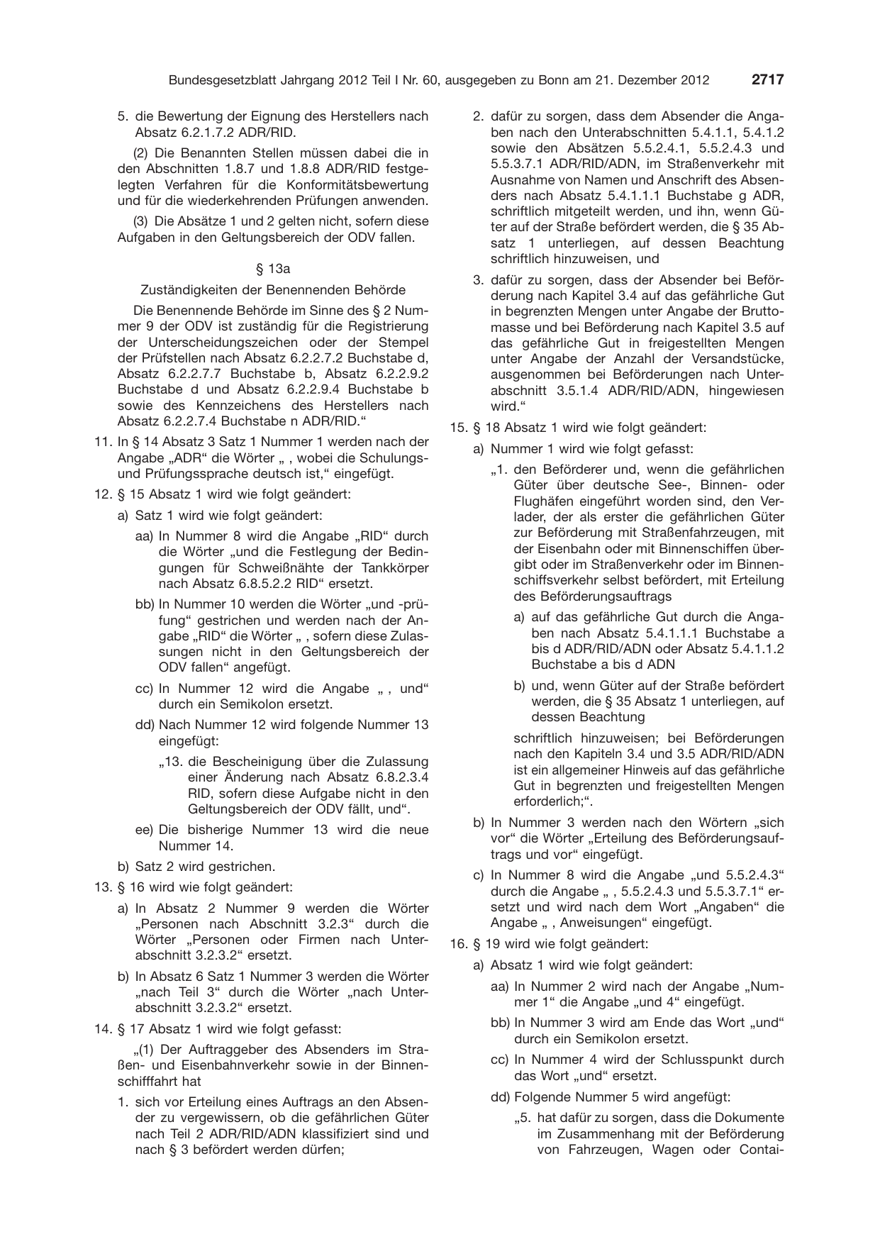 BGBl. 2012, Seite 2717 — Originalseite als Abbildung