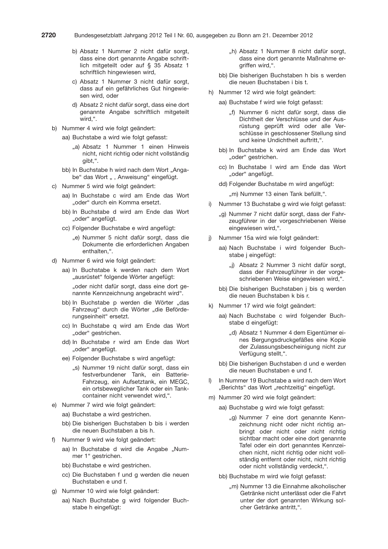BGBl. 2012, Seite 2720 — Originalseite als Abbildung