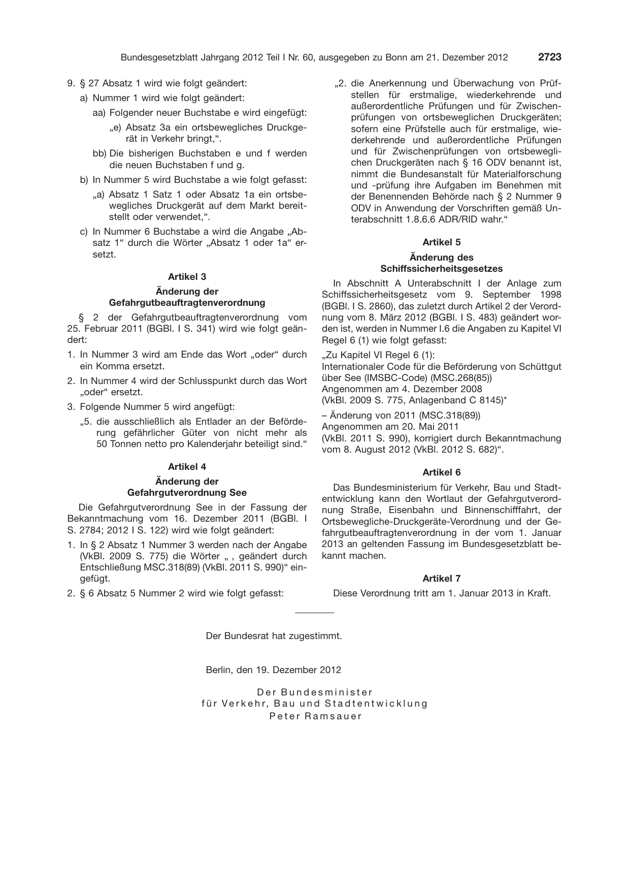 BGBl. 2012, Seite 2723 — Originalseite als Abbildung