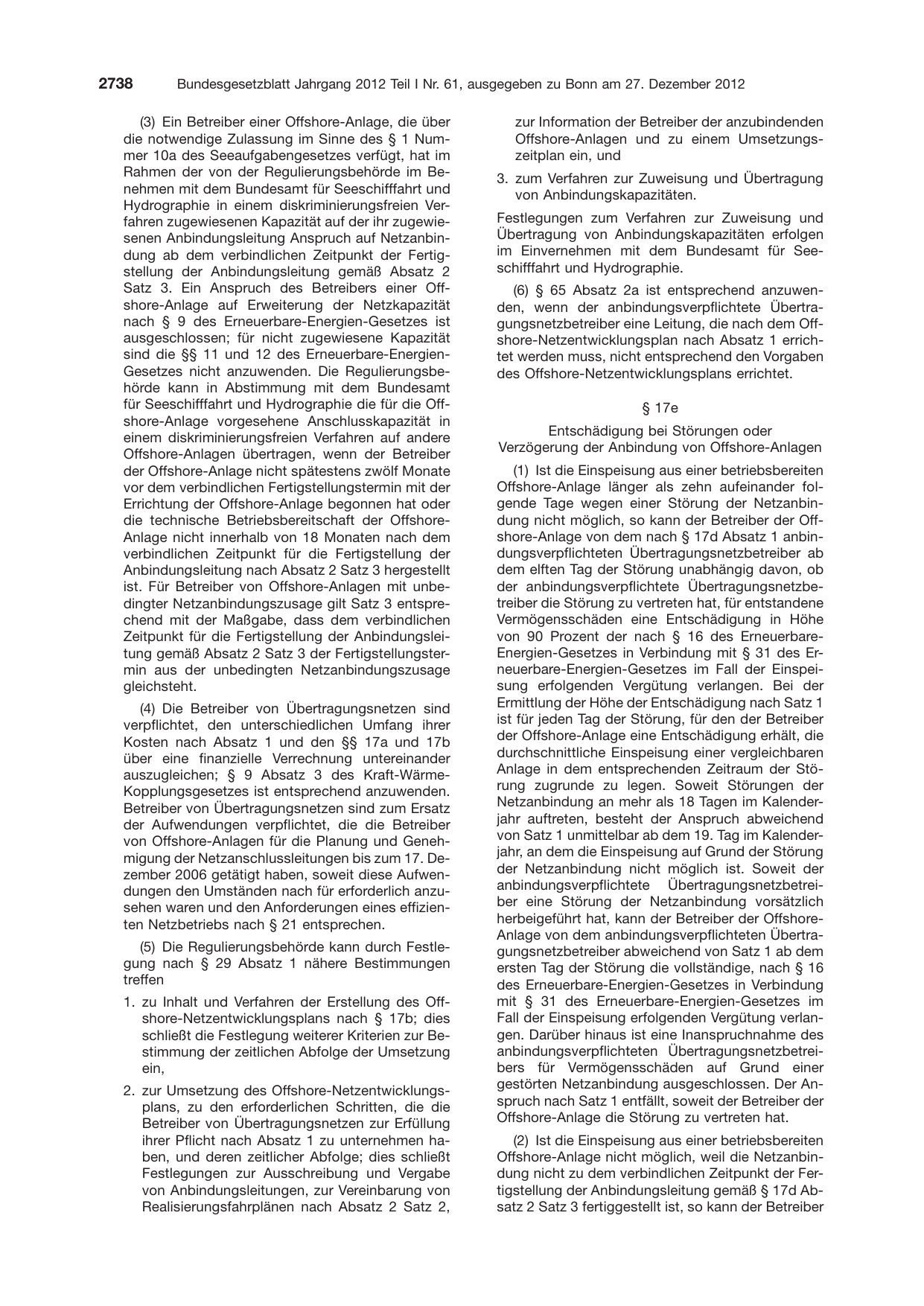 BGBl. 2012, Seite 2738 — Originalseite als Abbildung