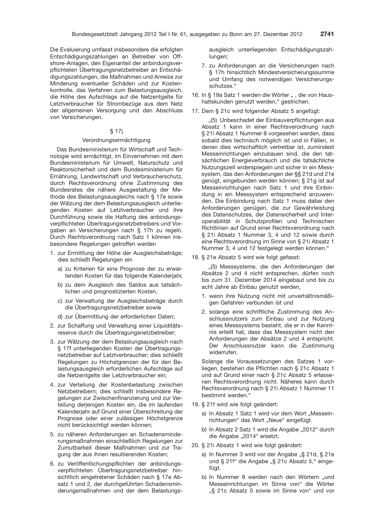 BGBl. 2012, Seite 2741 — Originalseite als Abbildung