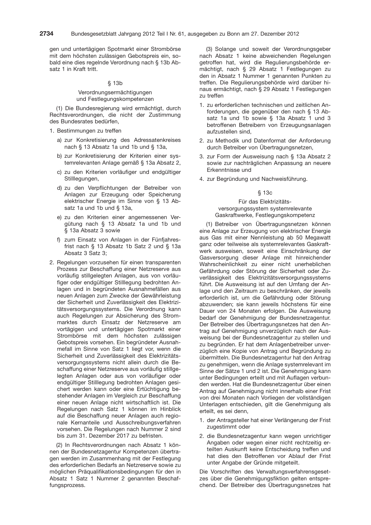 BGBl. 2012, Seite 2734 — Originalseite als Abbildung