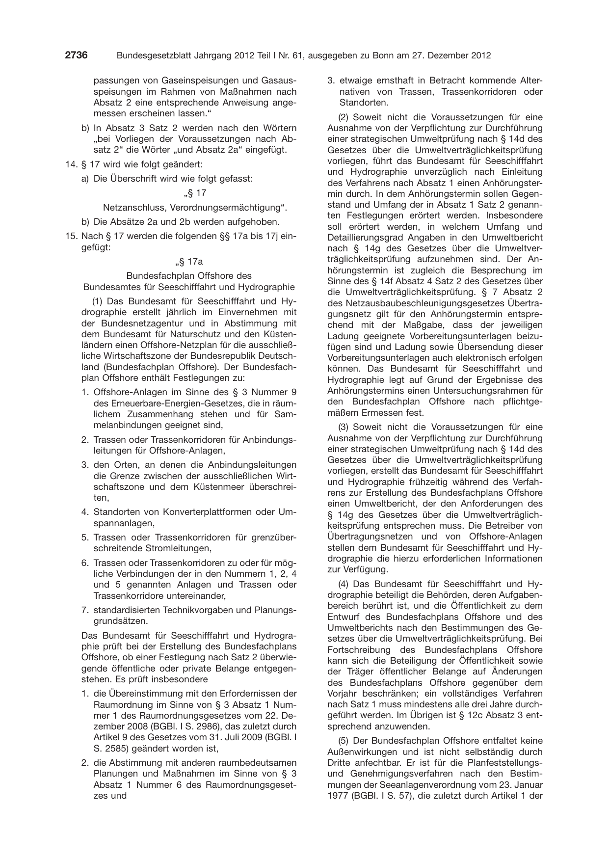 BGBl. 2012, Seite 2736 — Originalseite als Abbildung