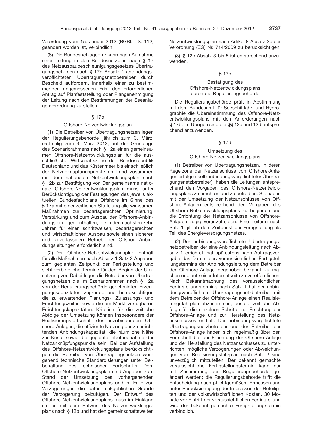 BGBl. 2012, Seite 2737 — Originalseite als Abbildung