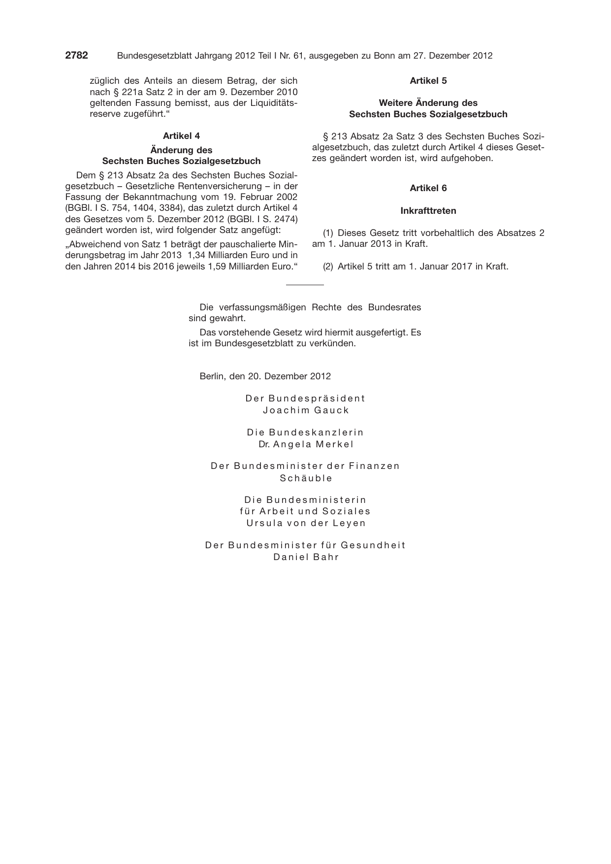 BGBl. 2012, Seite 2782 — Originalseite als Abbildung