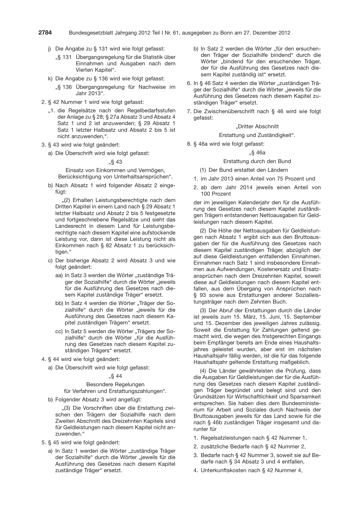 BGBl. 2012, Seite 2784 — Originalseite als Abbildung