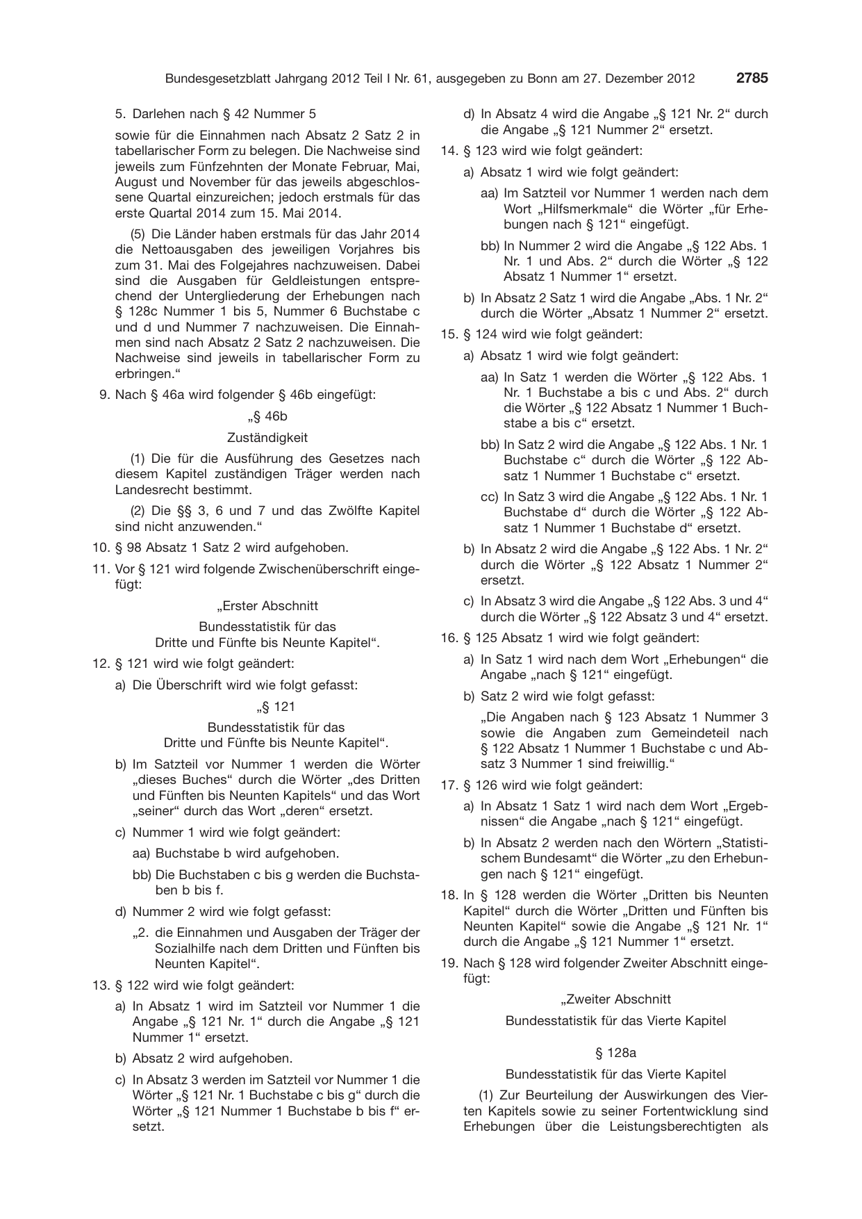 BGBl. 2012, Seite 2785 — Originalseite als Abbildung