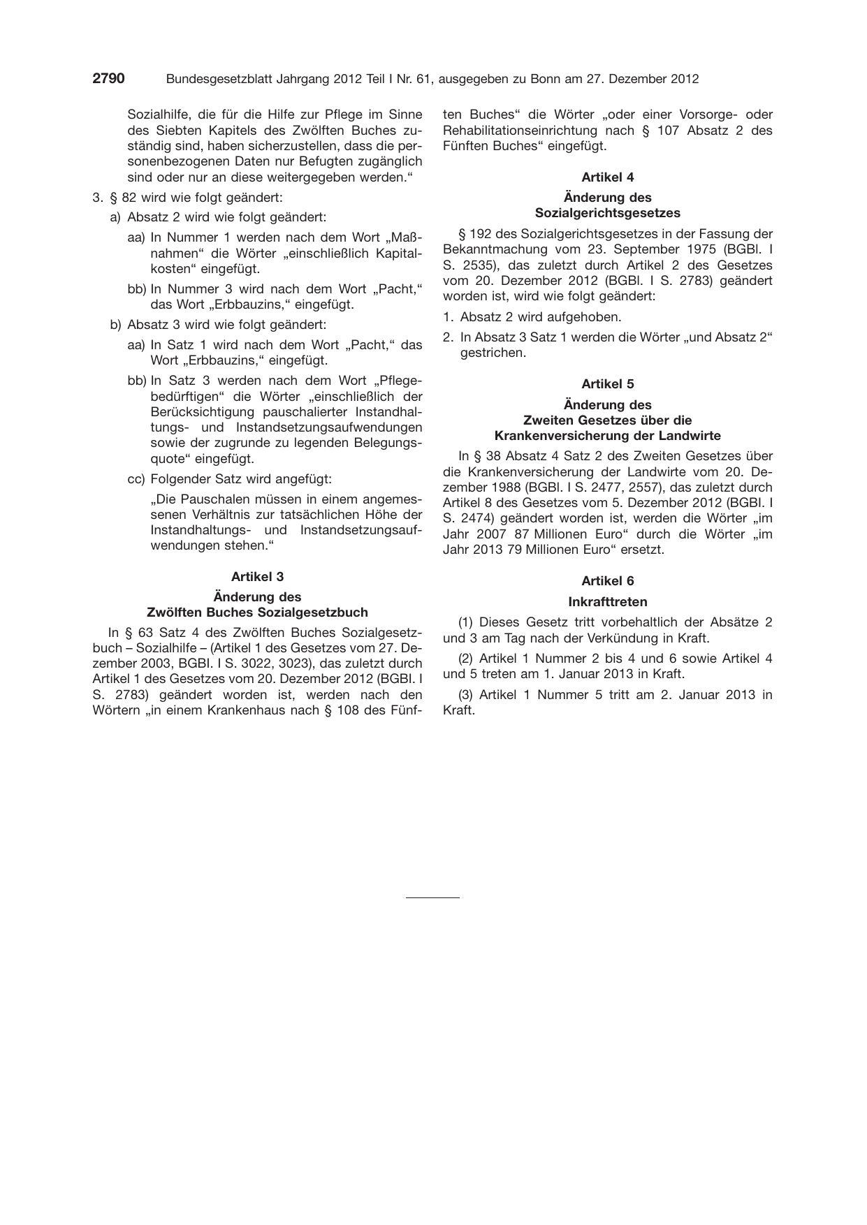 BGBl. 2012, Seite 2790 — Originalseite als Abbildung