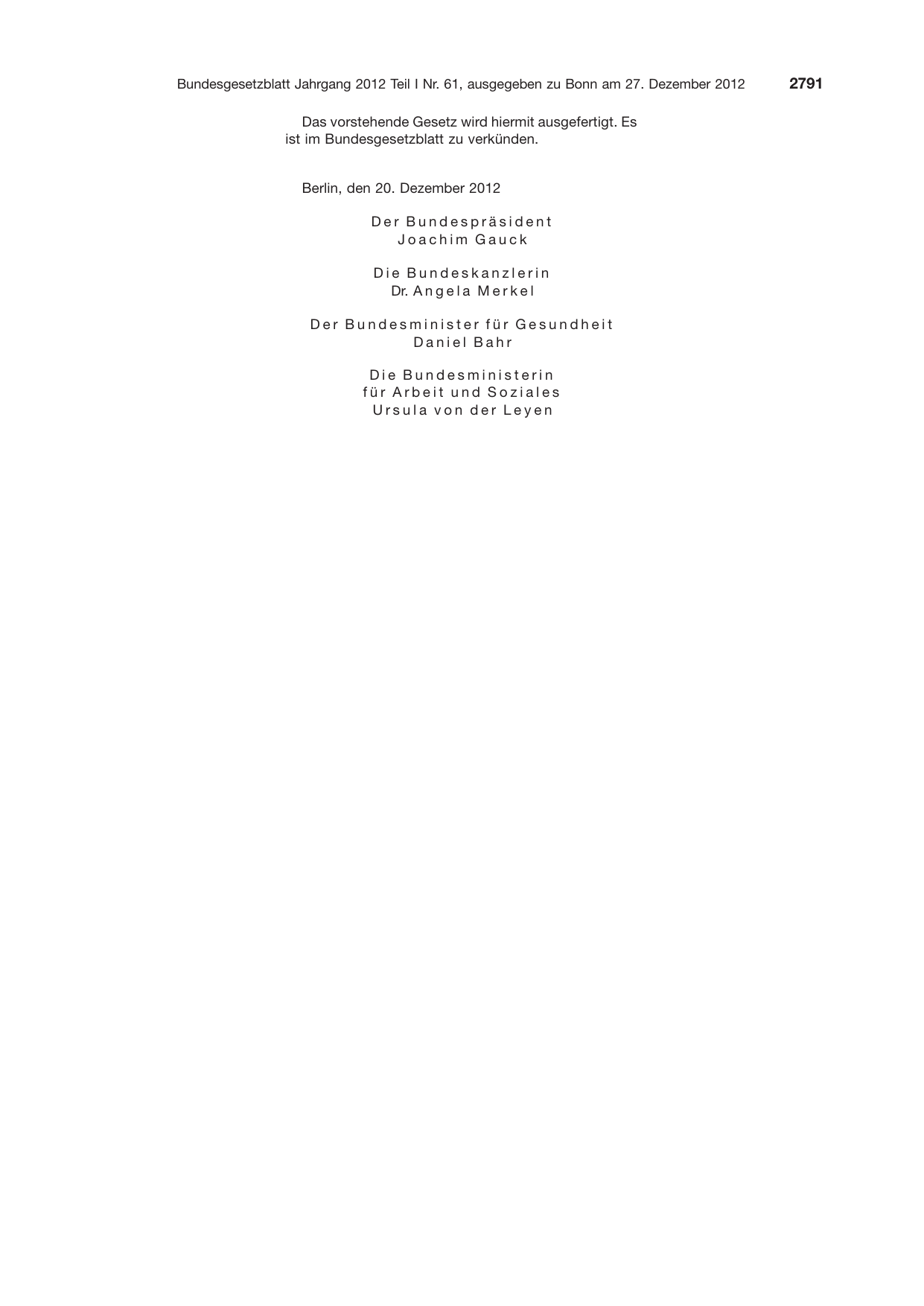 BGBl. 2012, Seite 2791 — Originalseite als Abbildung