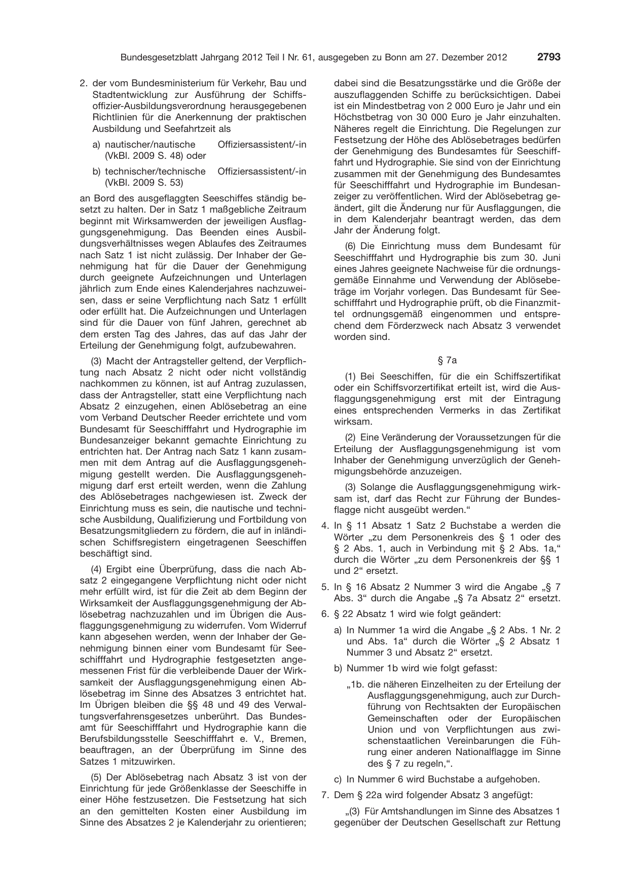 BGBl. 2012, Seite 2793 — Originalseite als Abbildung