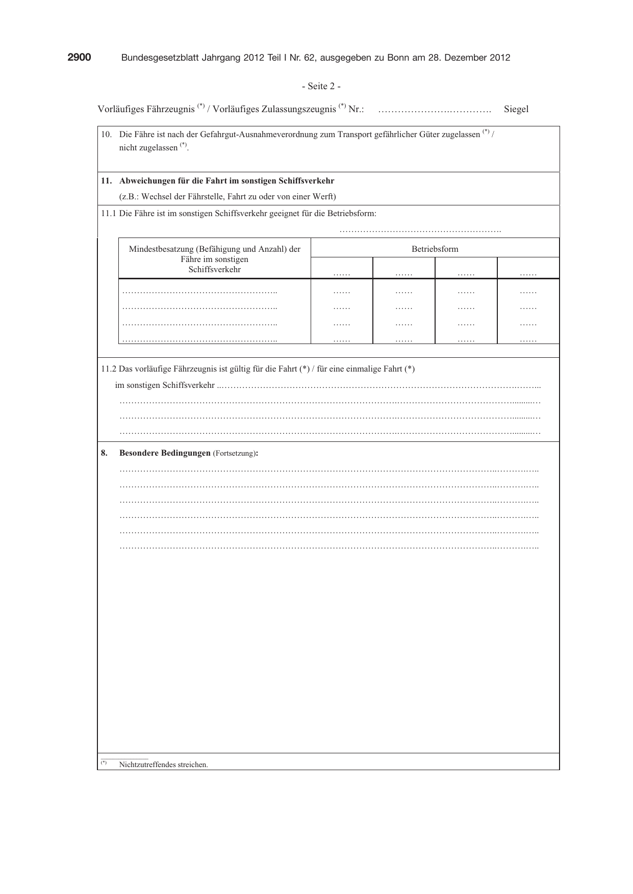 BGBl. 2012, Seite 2900 — Originalseite als Abbildung